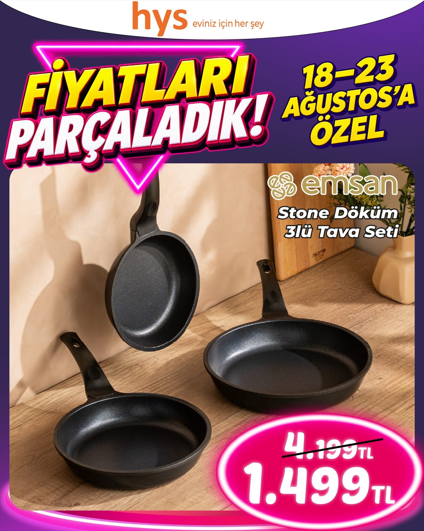 Emsan Stone Döküm 3’lü Tava Seti