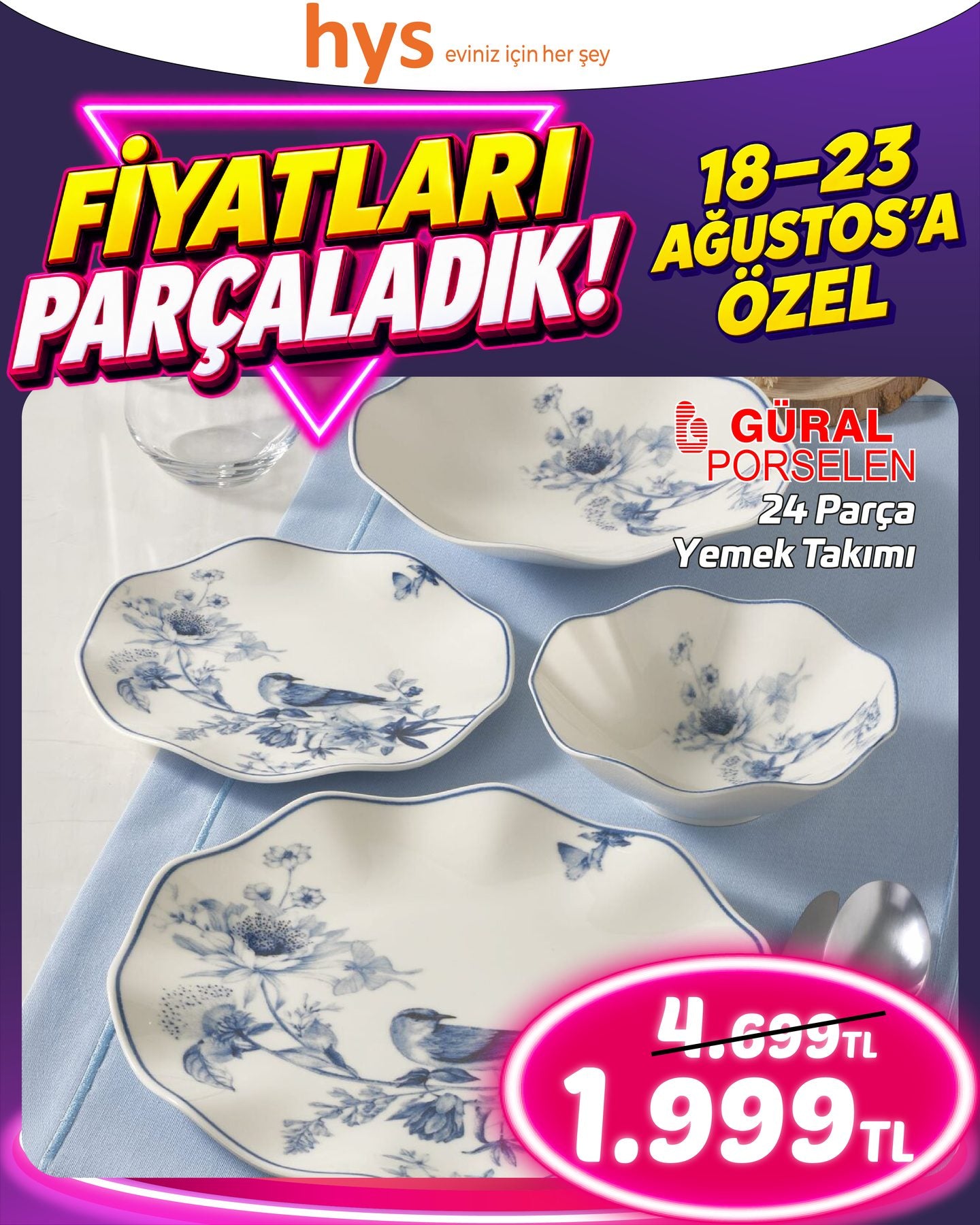 Güral Porselen Yemek Takımı 24 Parça