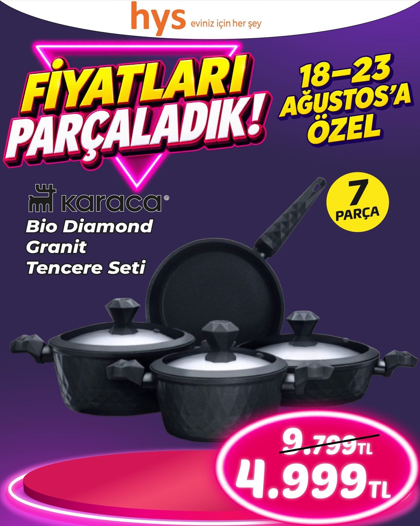 Karaca Bio Diamond Granit Tencere Seti 7 Parça Ürün ana görseli