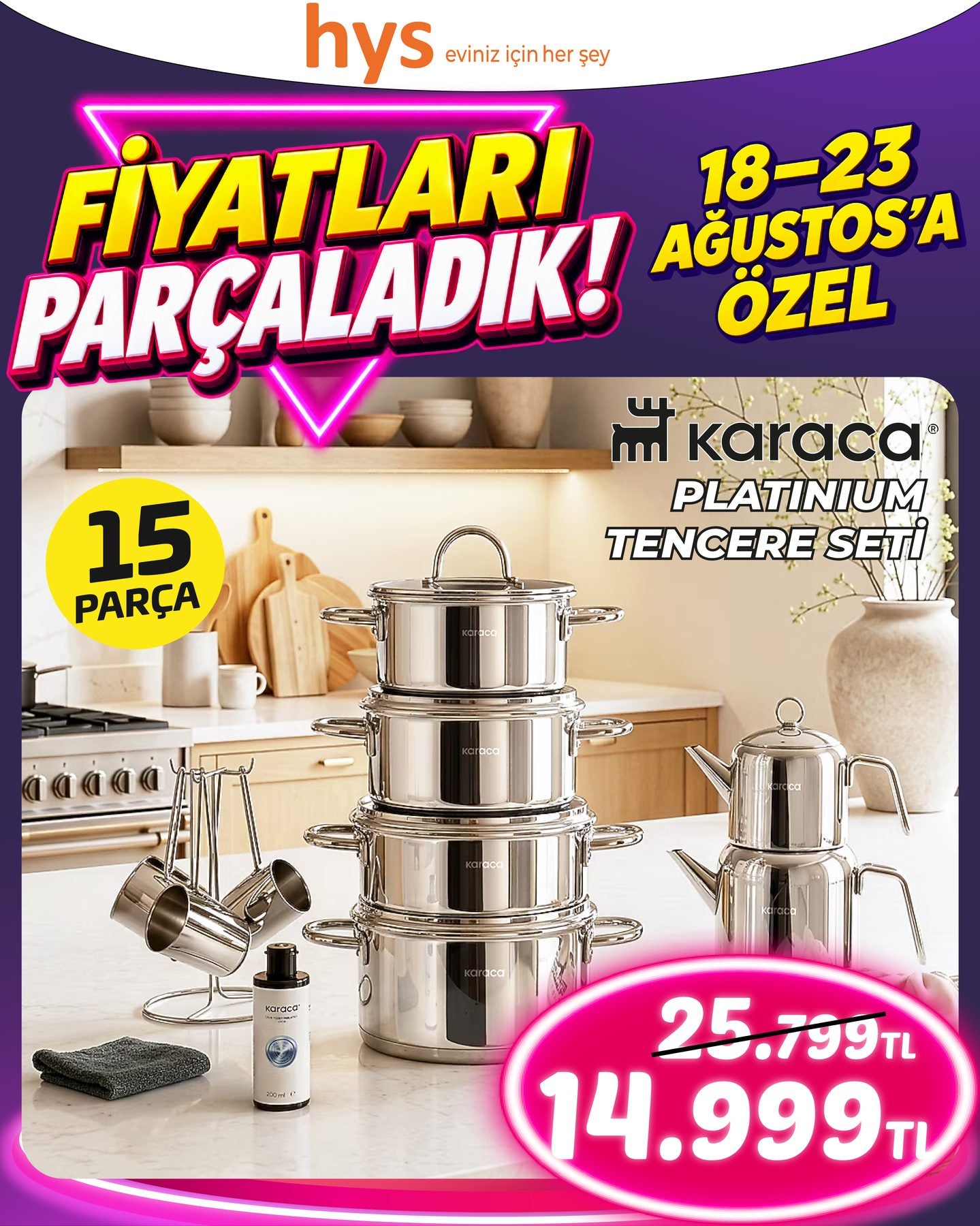 Karaca Platinum Tencere Seti 15 Parça Ürün ana görseli