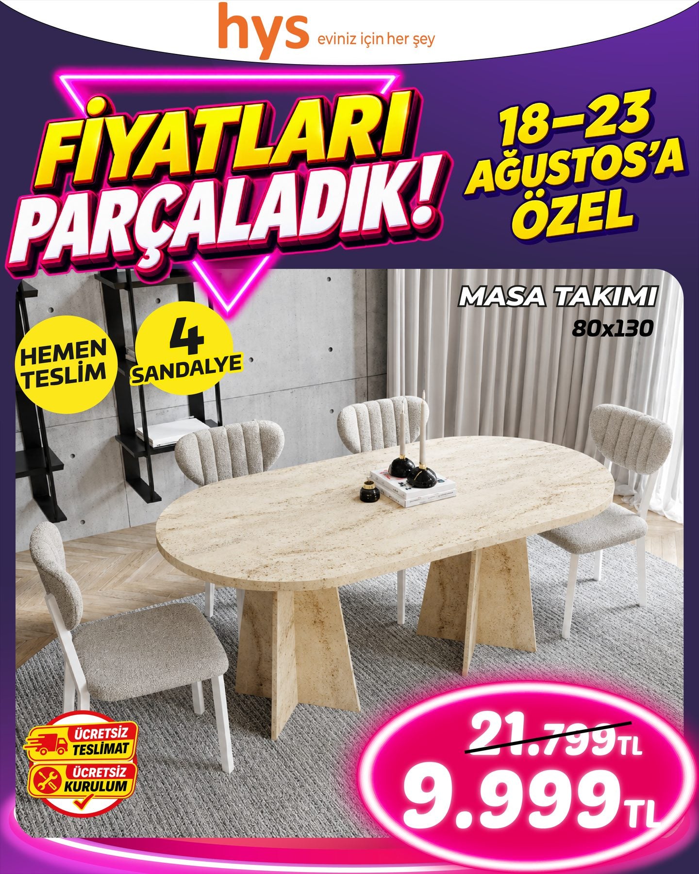 Masa Takımı 80x130