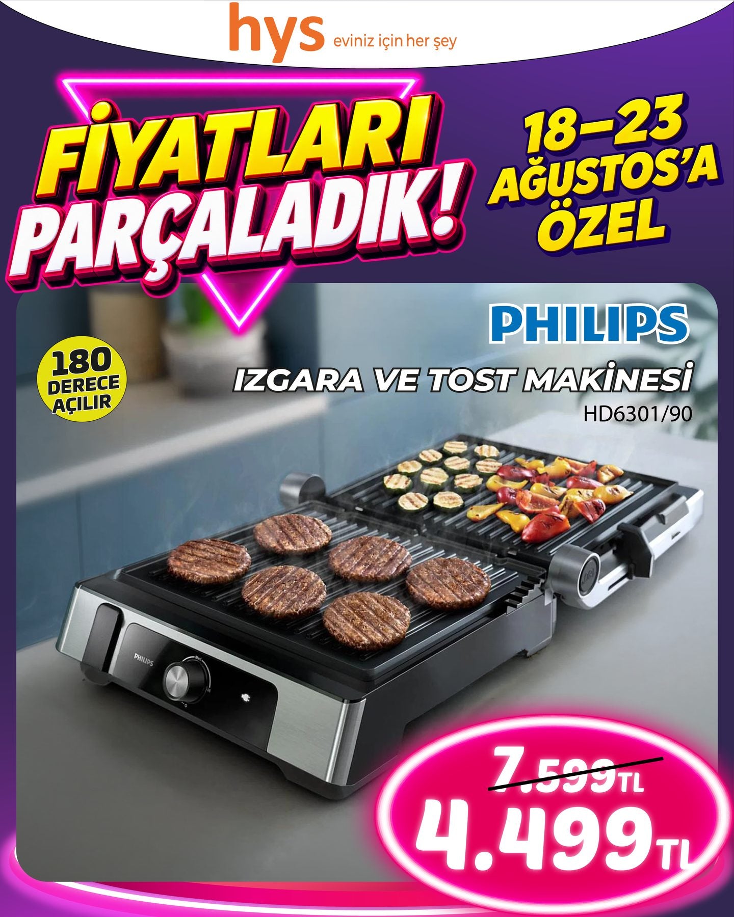 Philips Izgara ve Tost Makinesi HD6301/90 Ürün ana görseli
