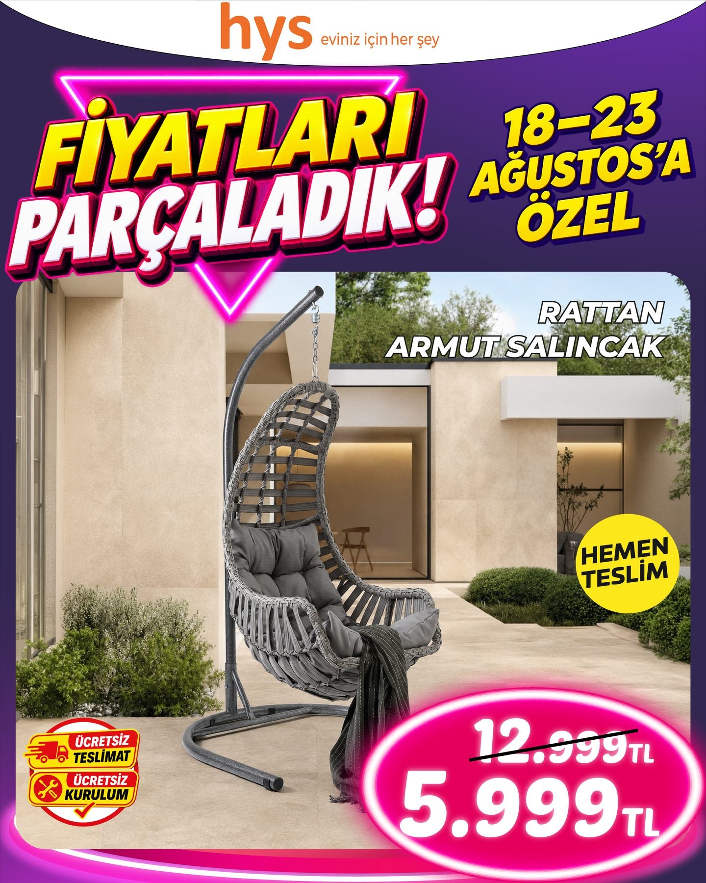 Rattan Armut Salıncak Ürün ana görseli