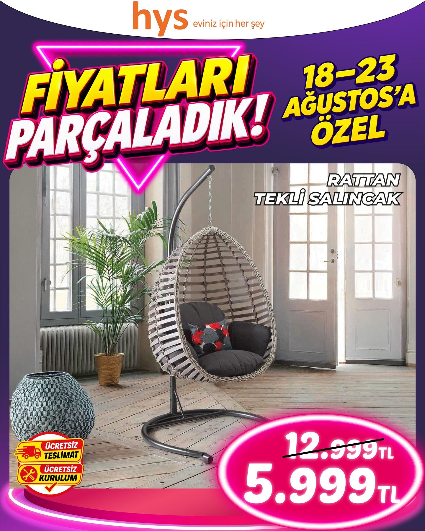 Rattan Tekli Salıncak
