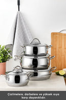 KARACA URLA Paslanmaz Çelik 8 Parça Kapaklı Tencere Seti