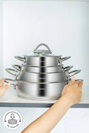 KARACA URLA Paslanmaz Çelik 8 Parça Kapaklı Tencere Seti