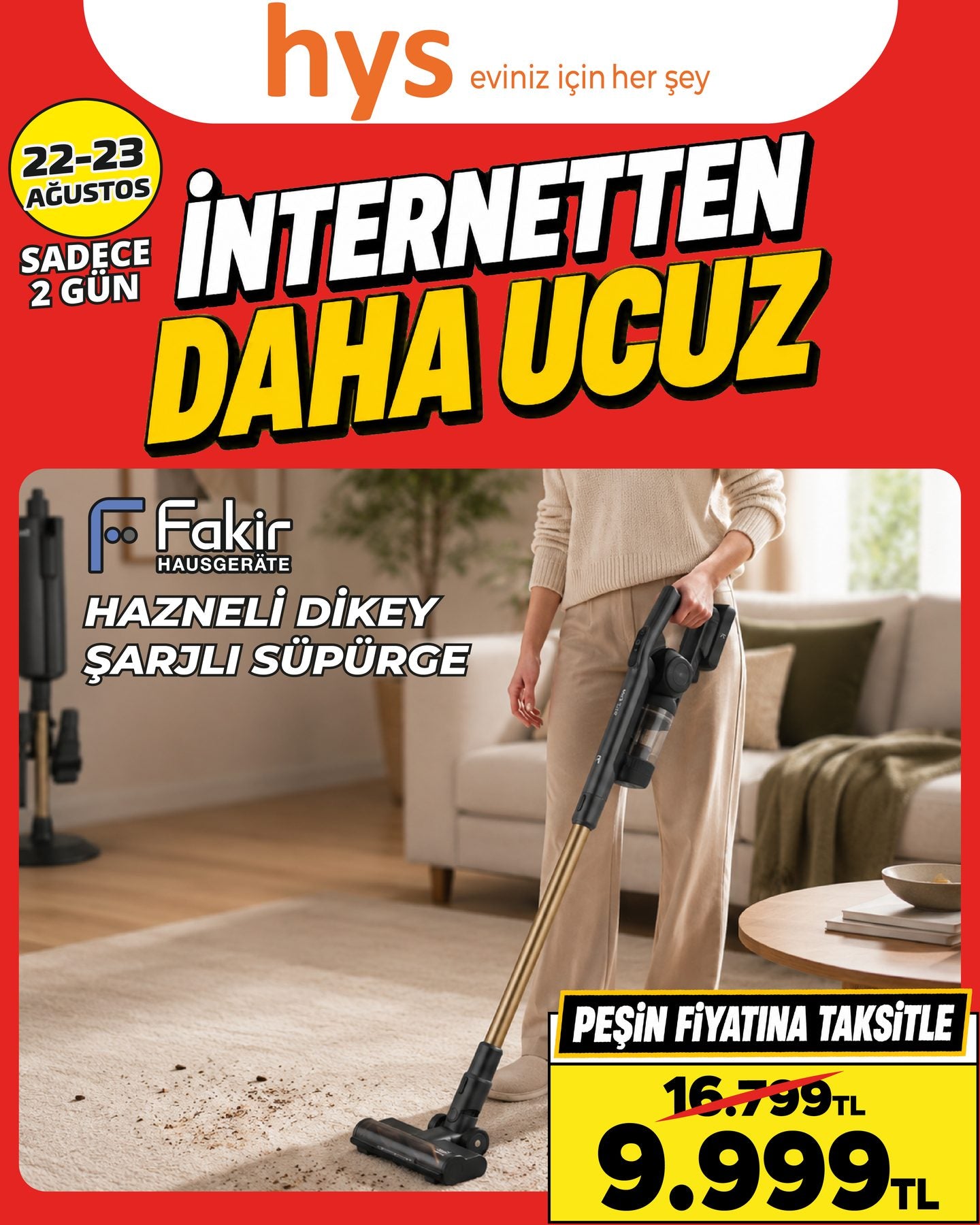 Fakir Hazneli Dikey Şarjlı Süpürge