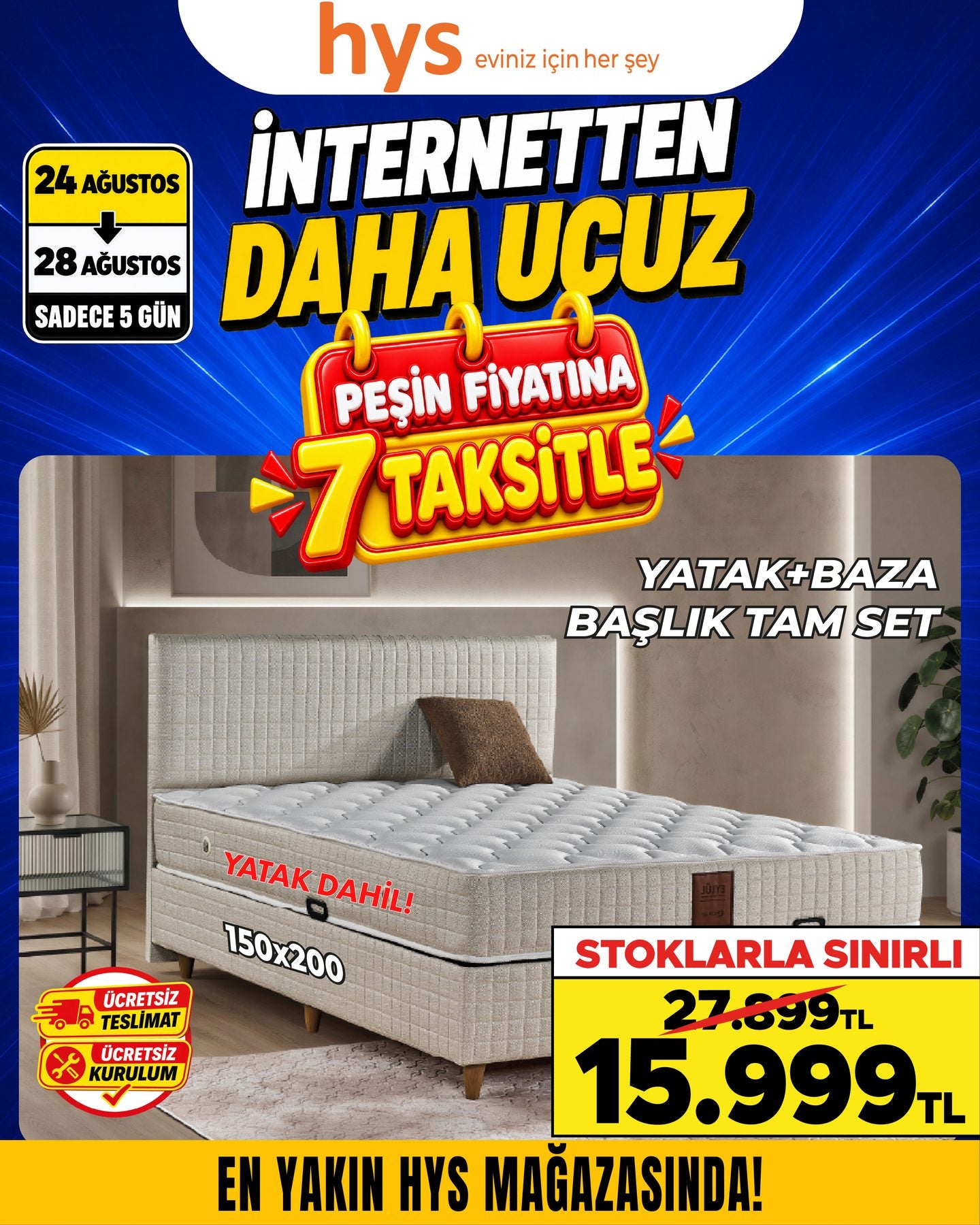 Yatak Baza Başlık Tam Set 150x200 Ürün ana görseli