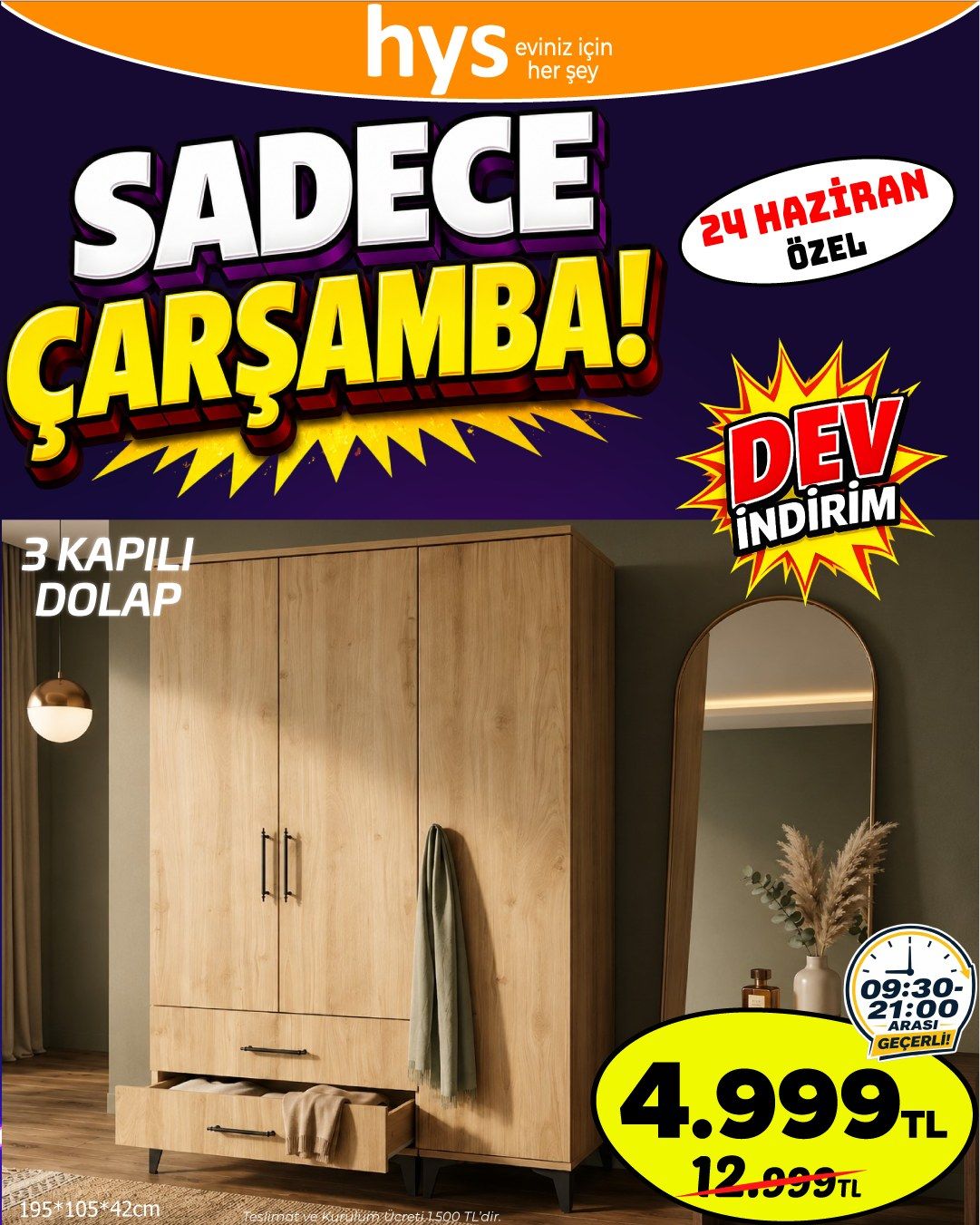 3 Kapılı Dolap Ürün ana görseli