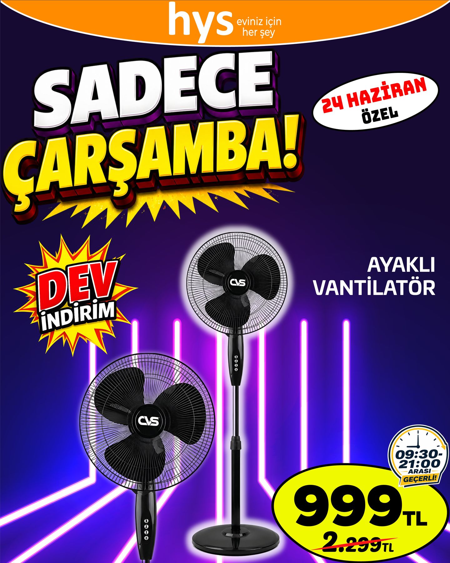 CVS Ayaklı Vantilatör