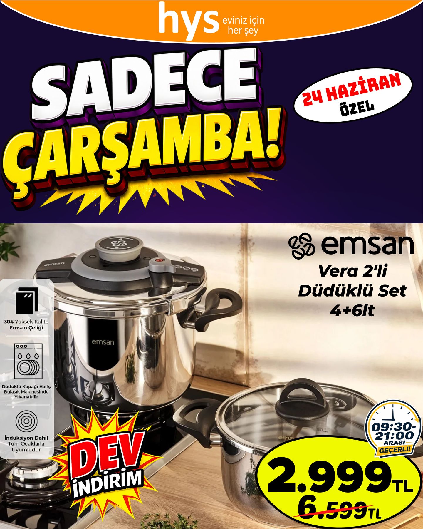 Emsan Vera 2'li Düdüklü Set