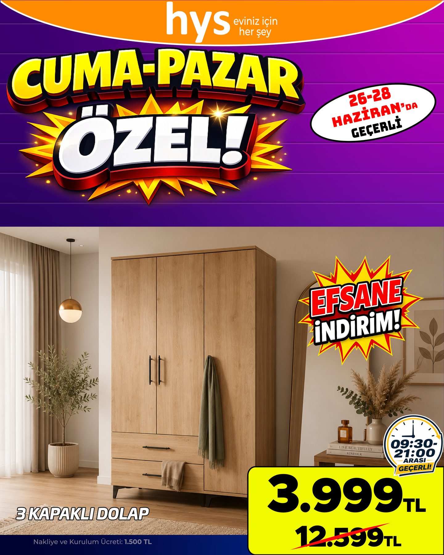 3 Kapılı Dolap Ürün ana görseli