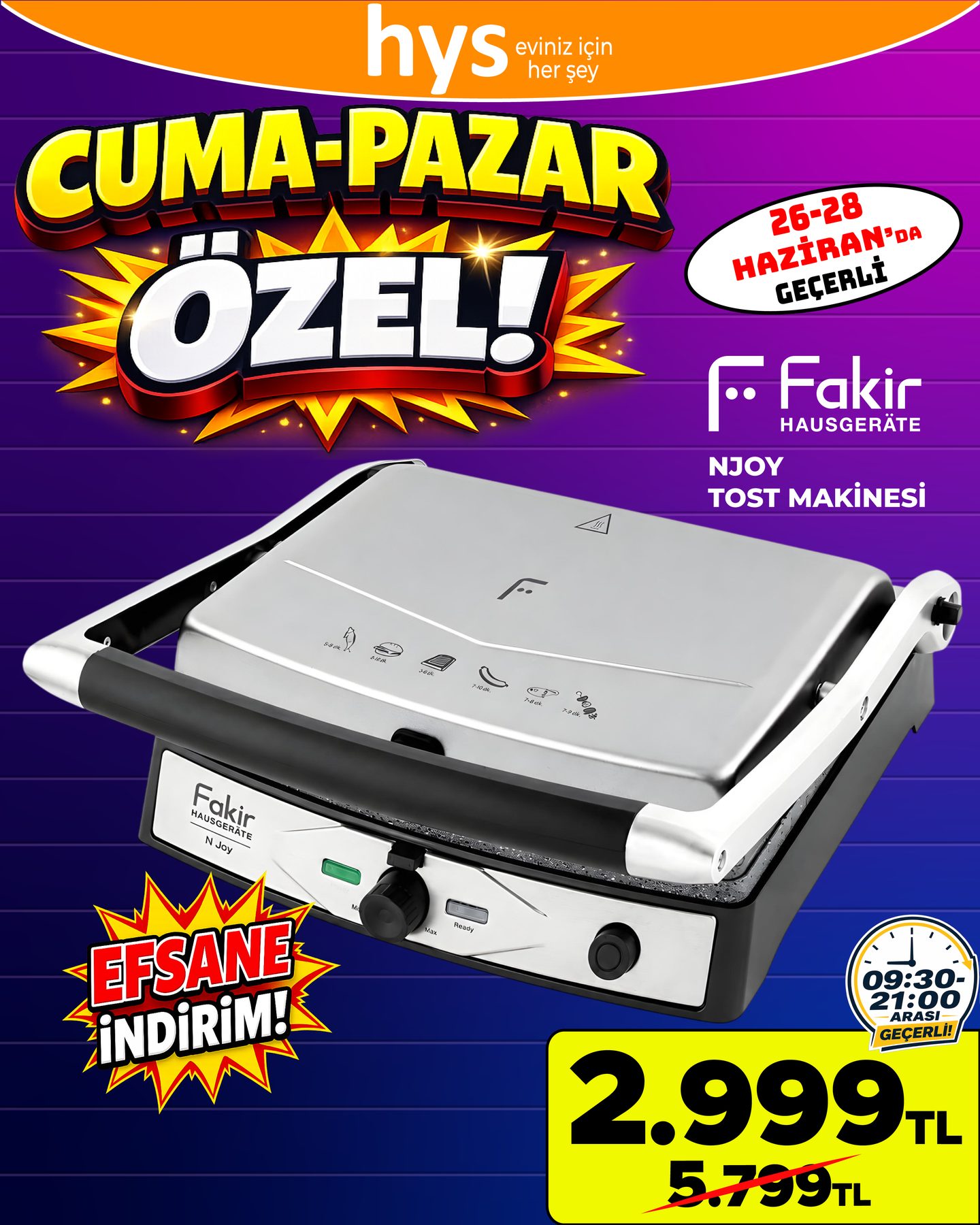 Fakir Rody Tost Makinesi Ürün ana görseli