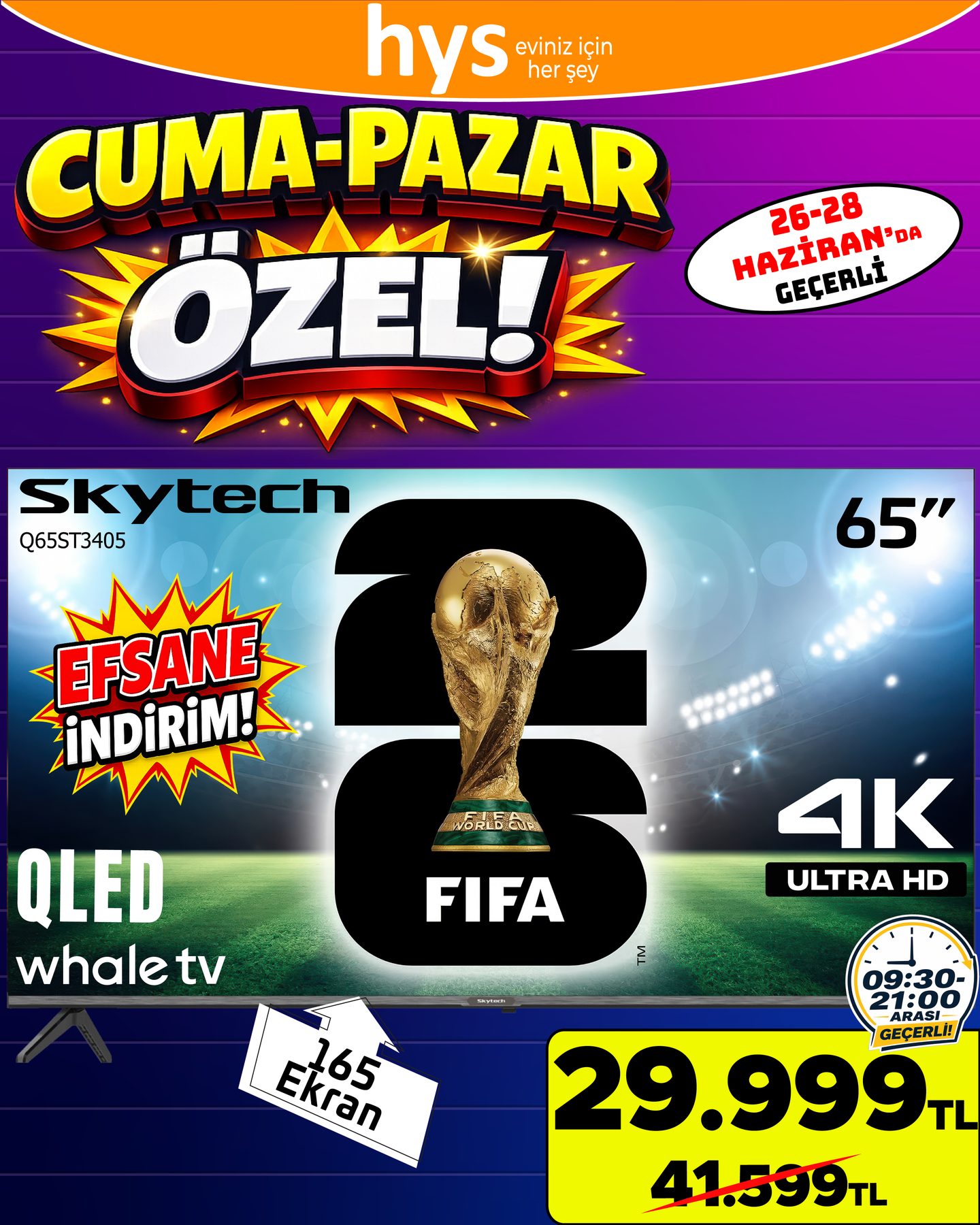 Skytech 65 İnç QLED 4K TV Ürün ana görseli