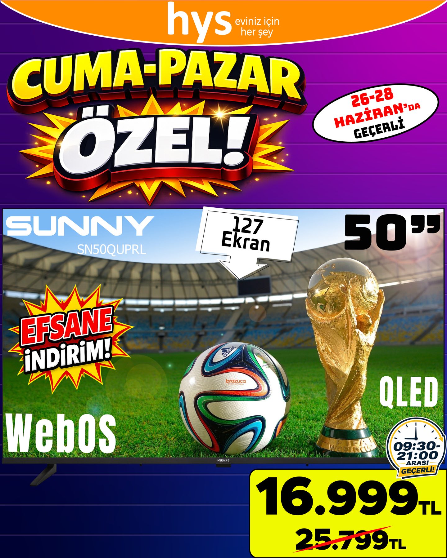 Sunny 50 İnç WebOS QLED TV Ürün ana görseli