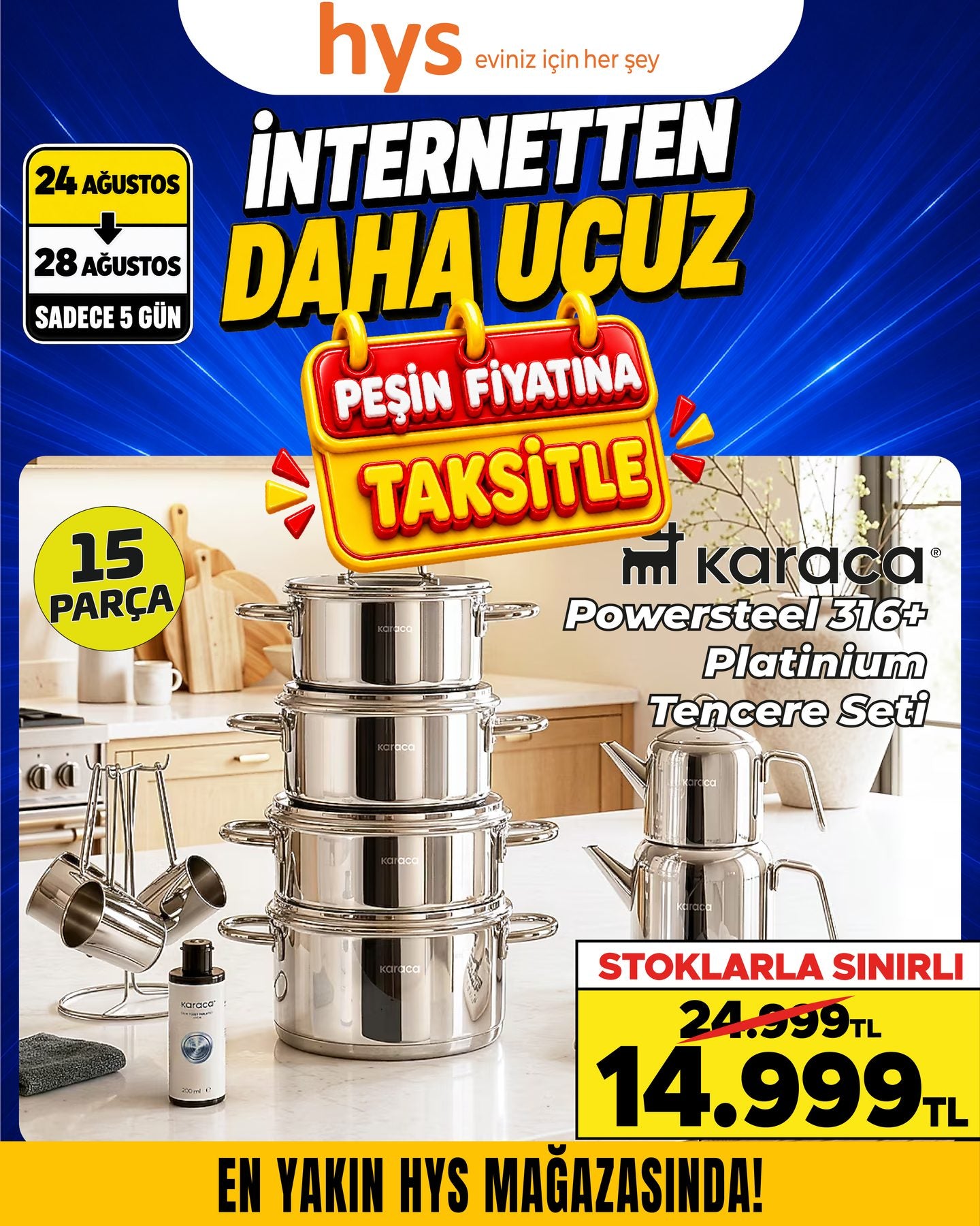 Karaca Powersteel 316 Platinum Tencere Seti 15 Parça