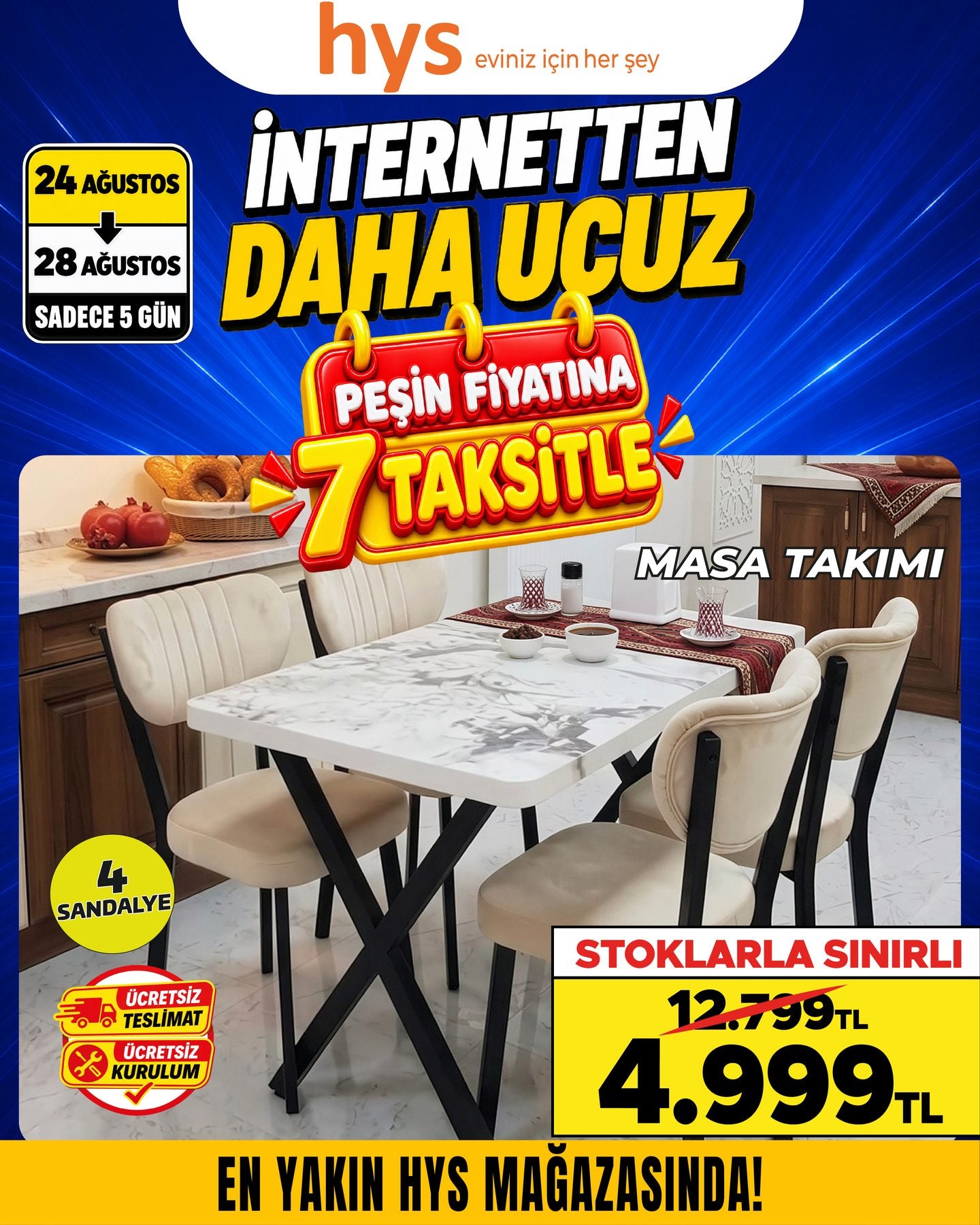 Masa Takımı 4 Sandalyeli