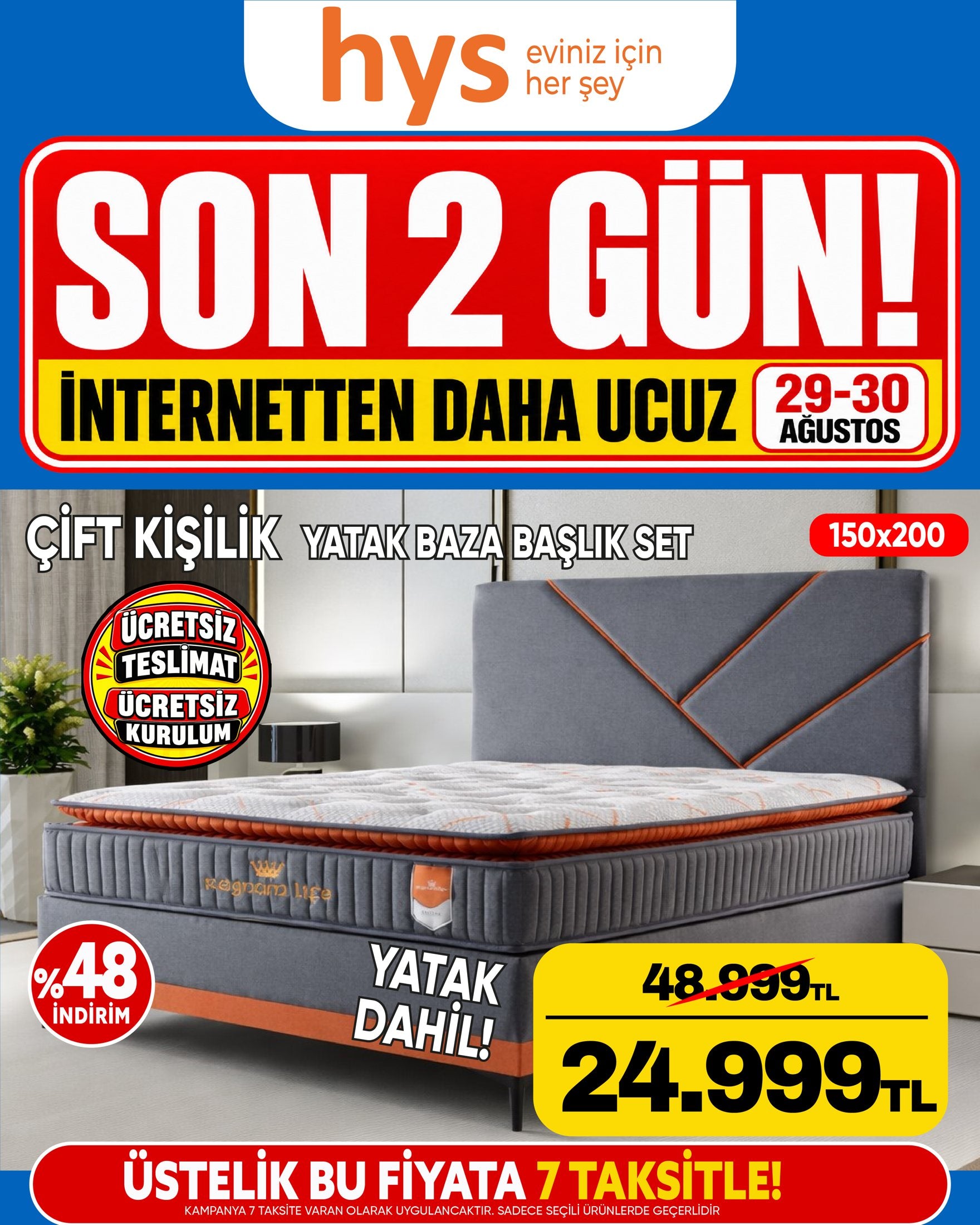 Çift Kişilik Yatak Baza Başlık Seti 150x200