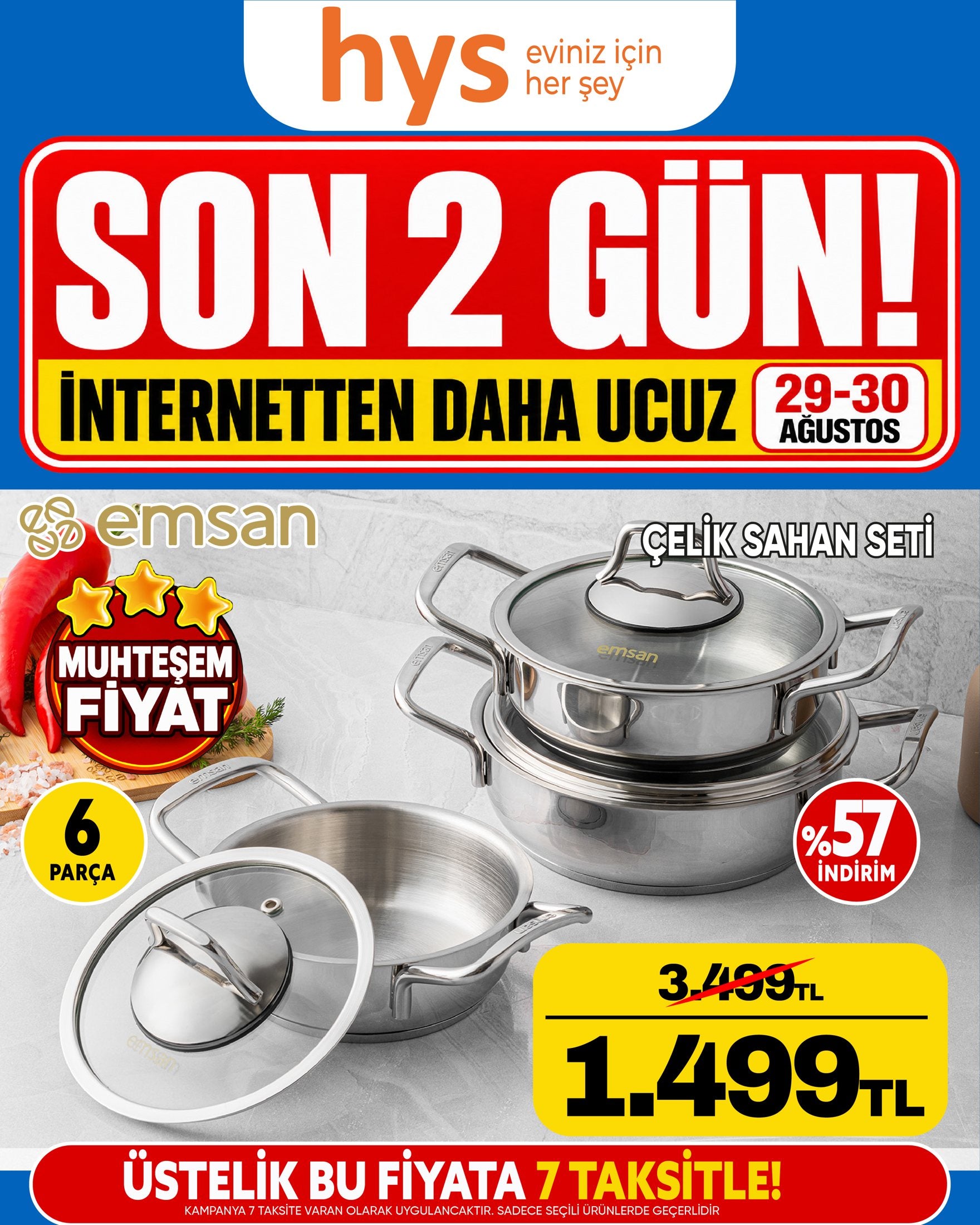 Emsan Çelik Sahan Seti 6 Parça Ürün ana görseli