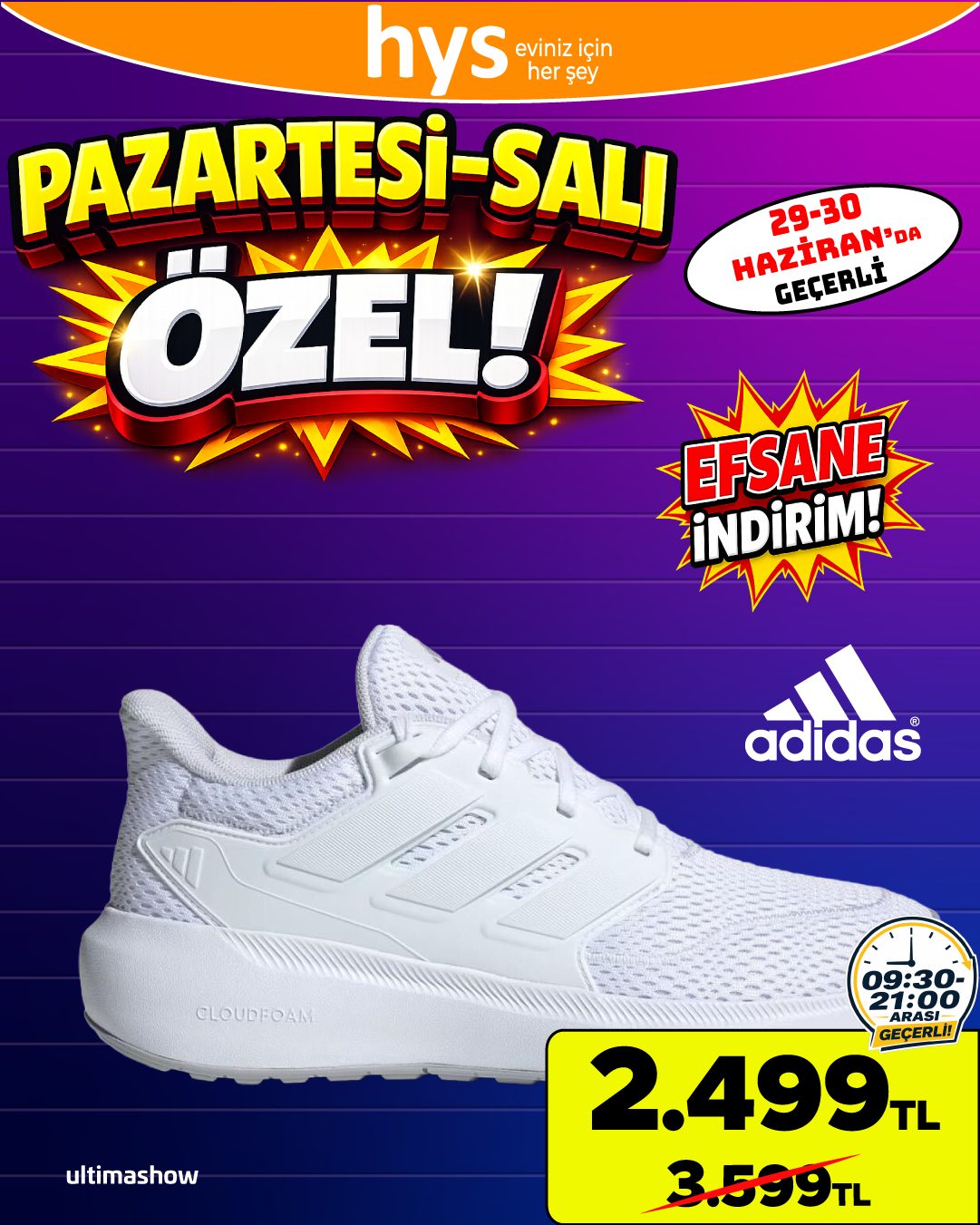 Adidas Beyaz Spor Ayakkabı Ürün ana görseli