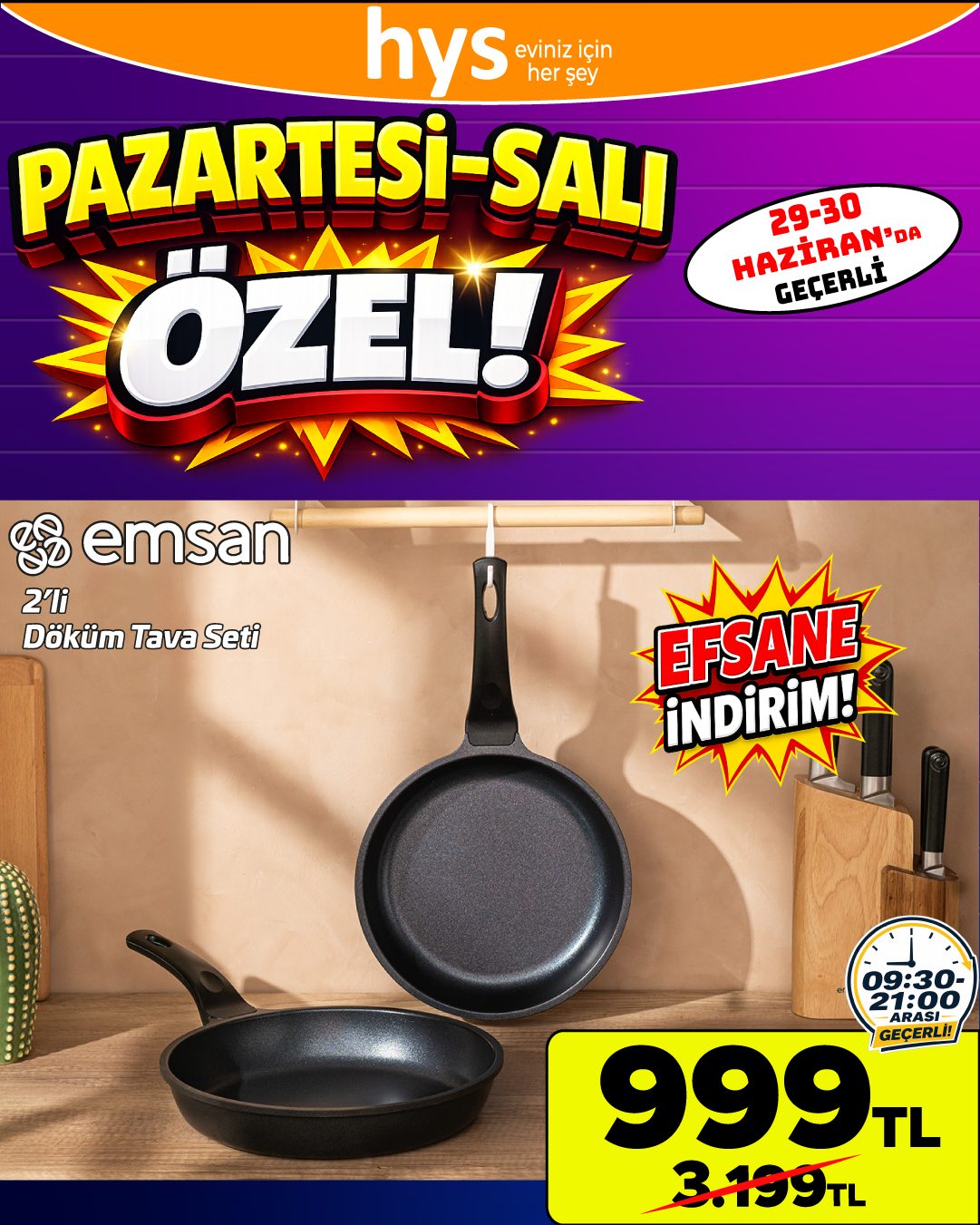 Emsan 2'li Döküm Tava Seti