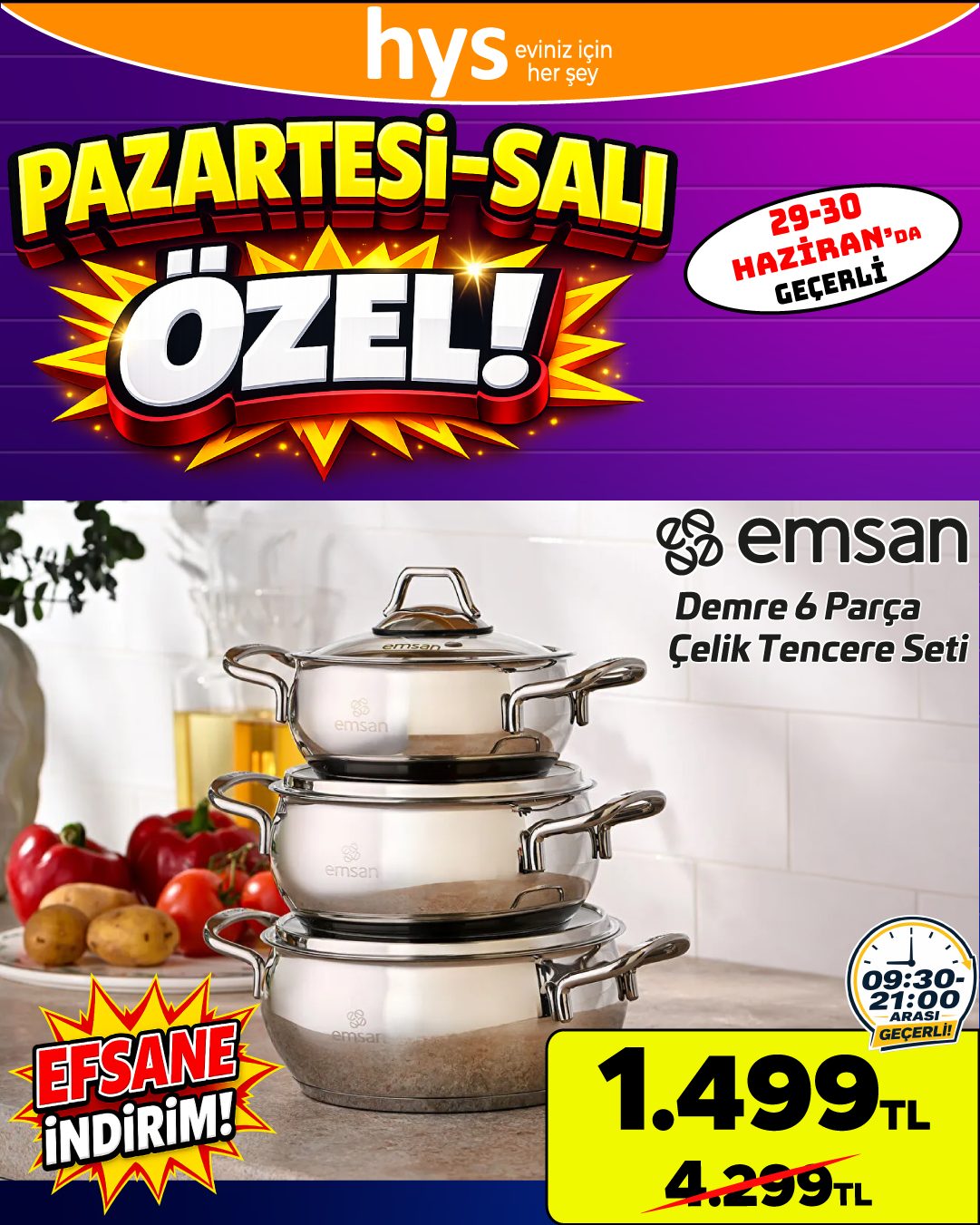 Emsan Demre 6 Parça Çelik Tencere Seti