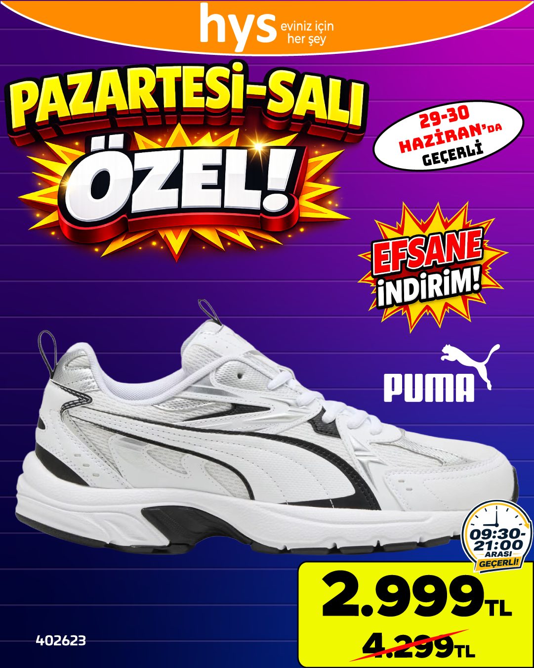 Puma Beyaz Spor Ayakkabı Ürün ana görseli