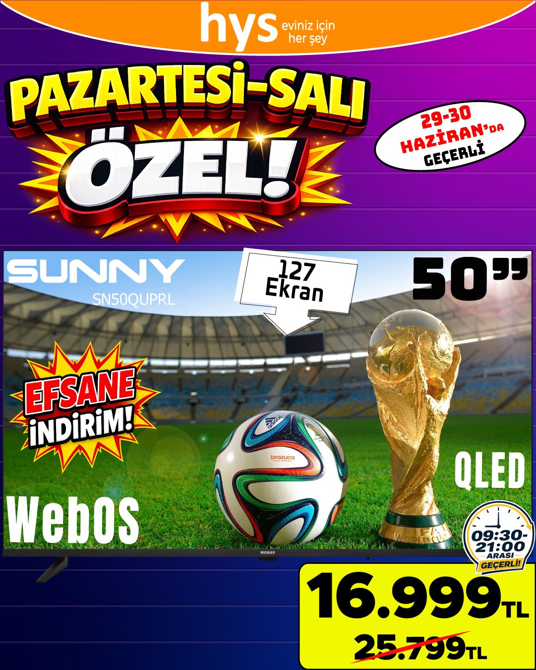 Sunny 50 İnç WebOS QLED TV Ürün ana görseli