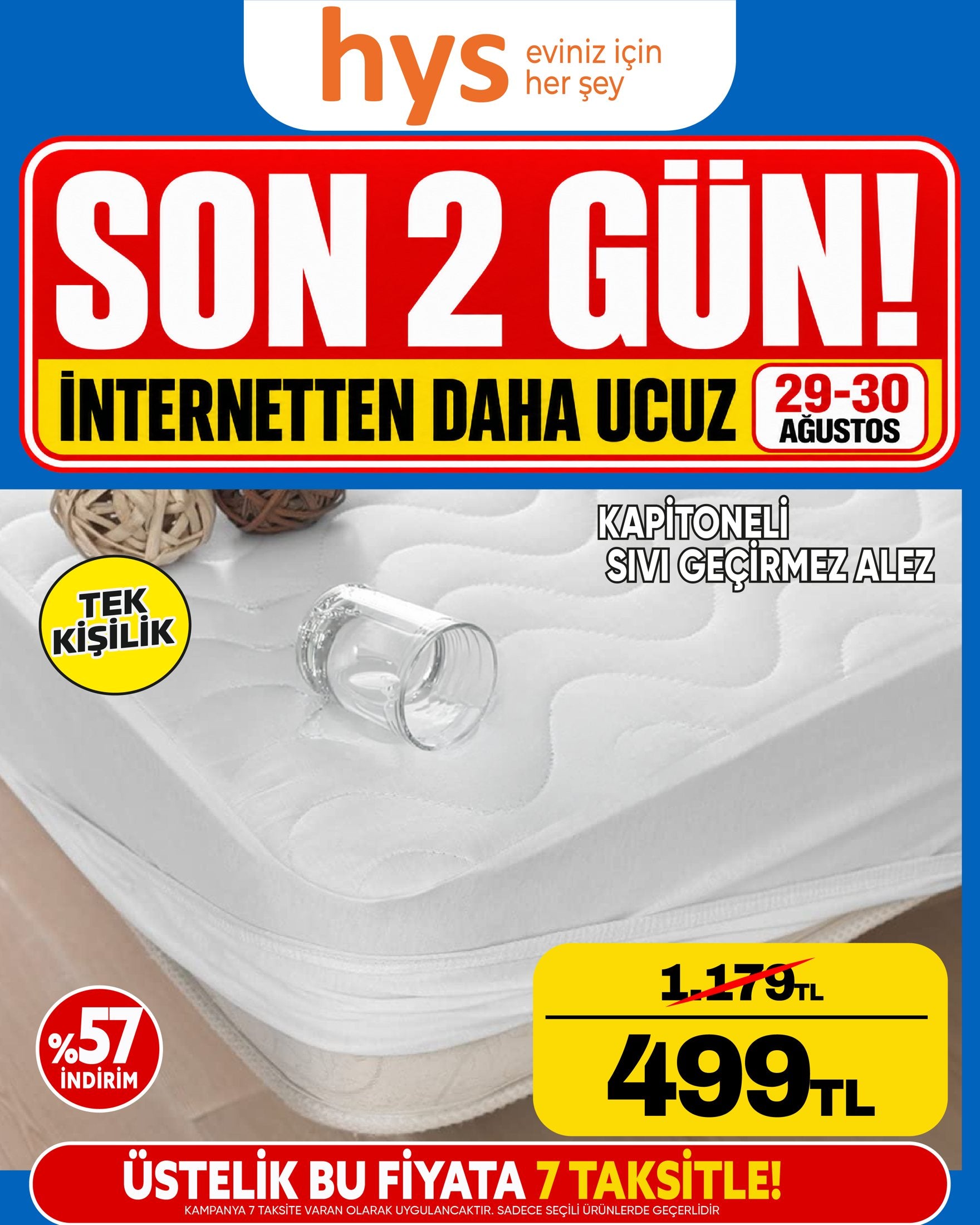 Kapitoneli Sıvı Geçirmez Alez Tek Kişilik