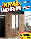 Bambino Hira Aynalı 4 Kapılı Dolap Ceviz