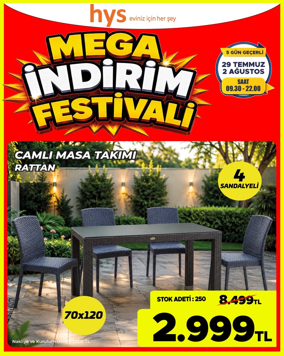 4 Sandalyeli Rattan Masa Takımı