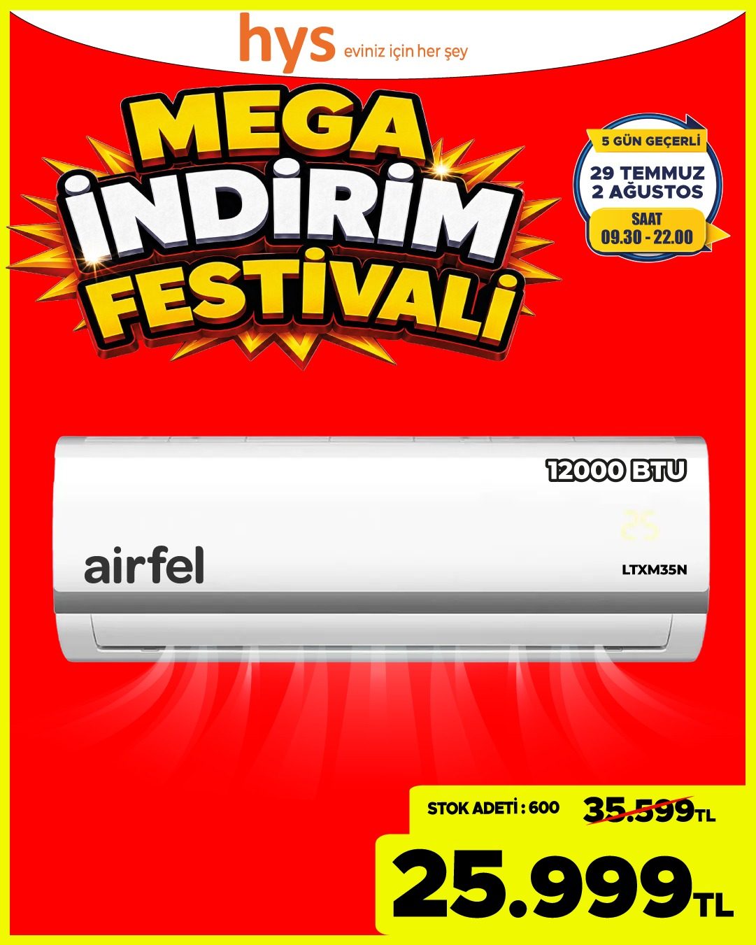 Airfel 12000 BTU Klima Ürün ana görseli