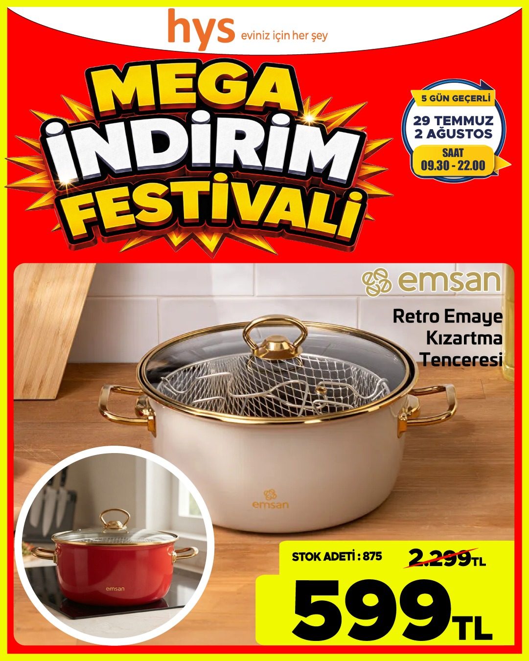 Emsan Retro Emaye Kızartma Tenceresi