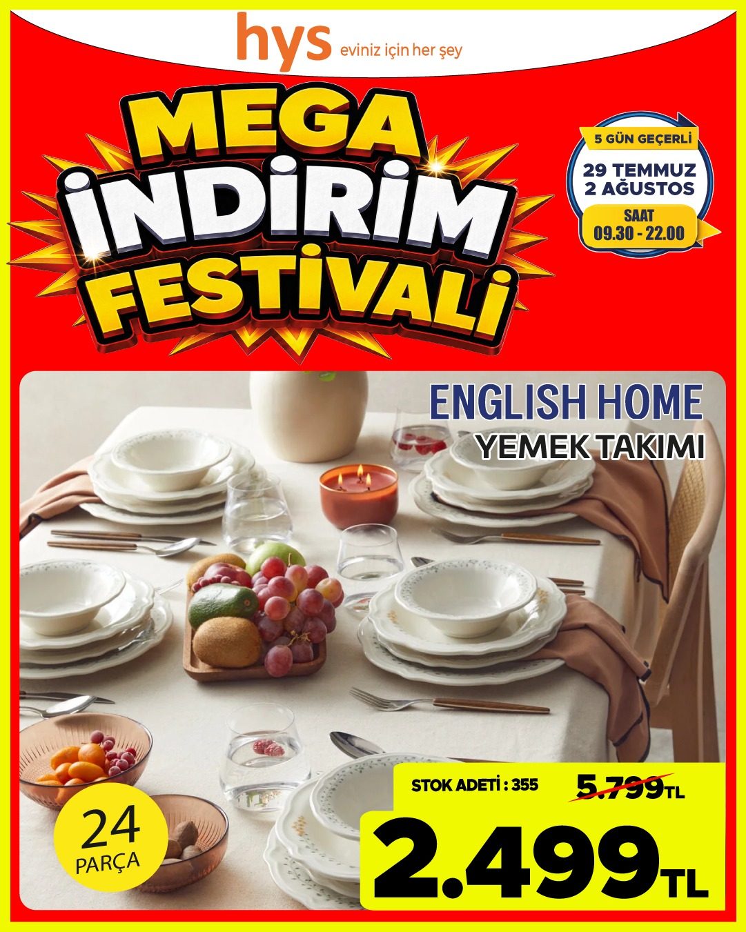English Home 24 Parça Yemek Takımı
