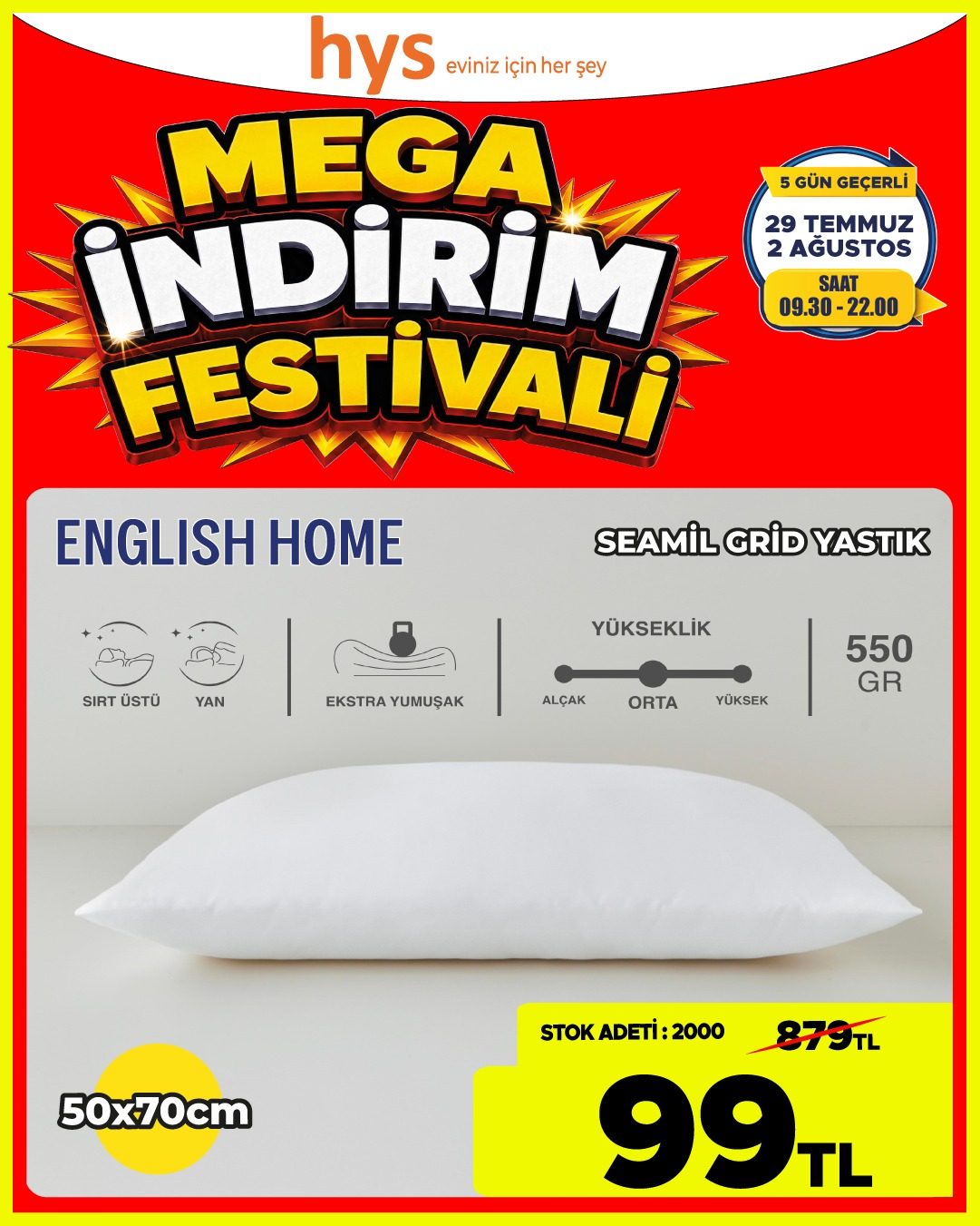 English Home Seamli Gri Yastık