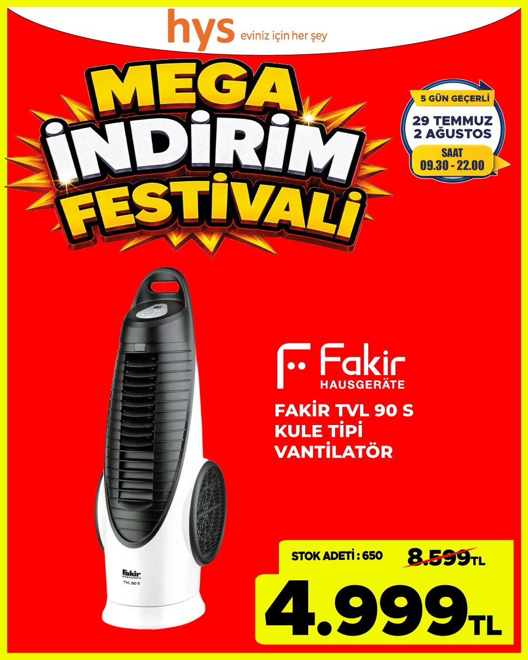 Fakir Kule Tipi Vantilatör