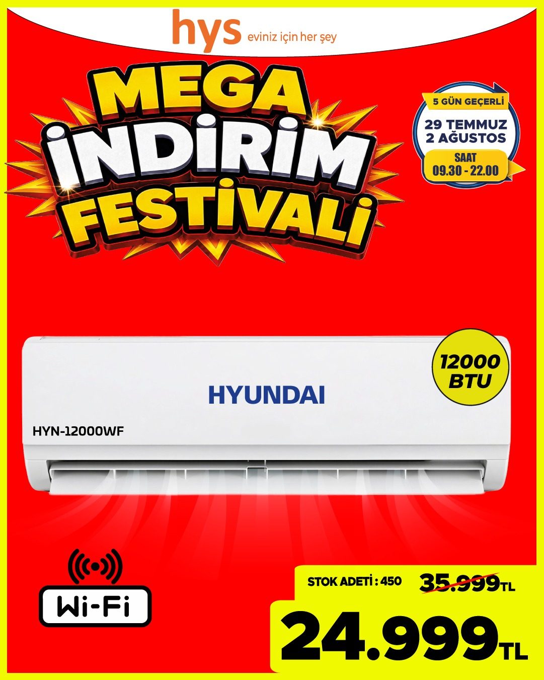 Hyundai 12000 BTU Klima Ürün ana görseli
