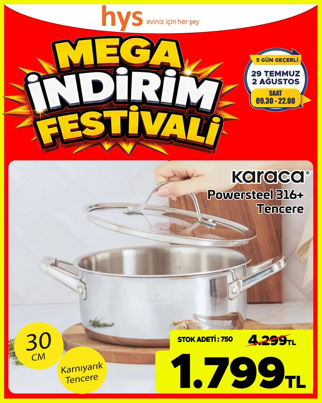 Karaca Powersteel 30 Cm Karnıyarık Tencere Ürün ana görseli