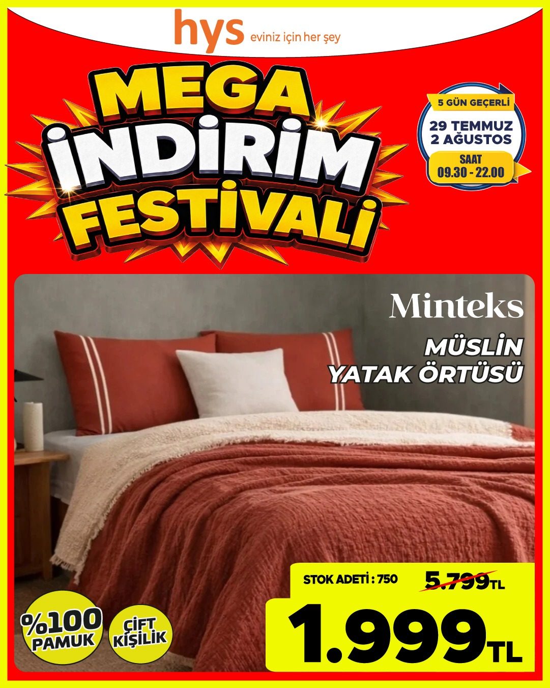 Minteks Müslin Yatak Örtüsü