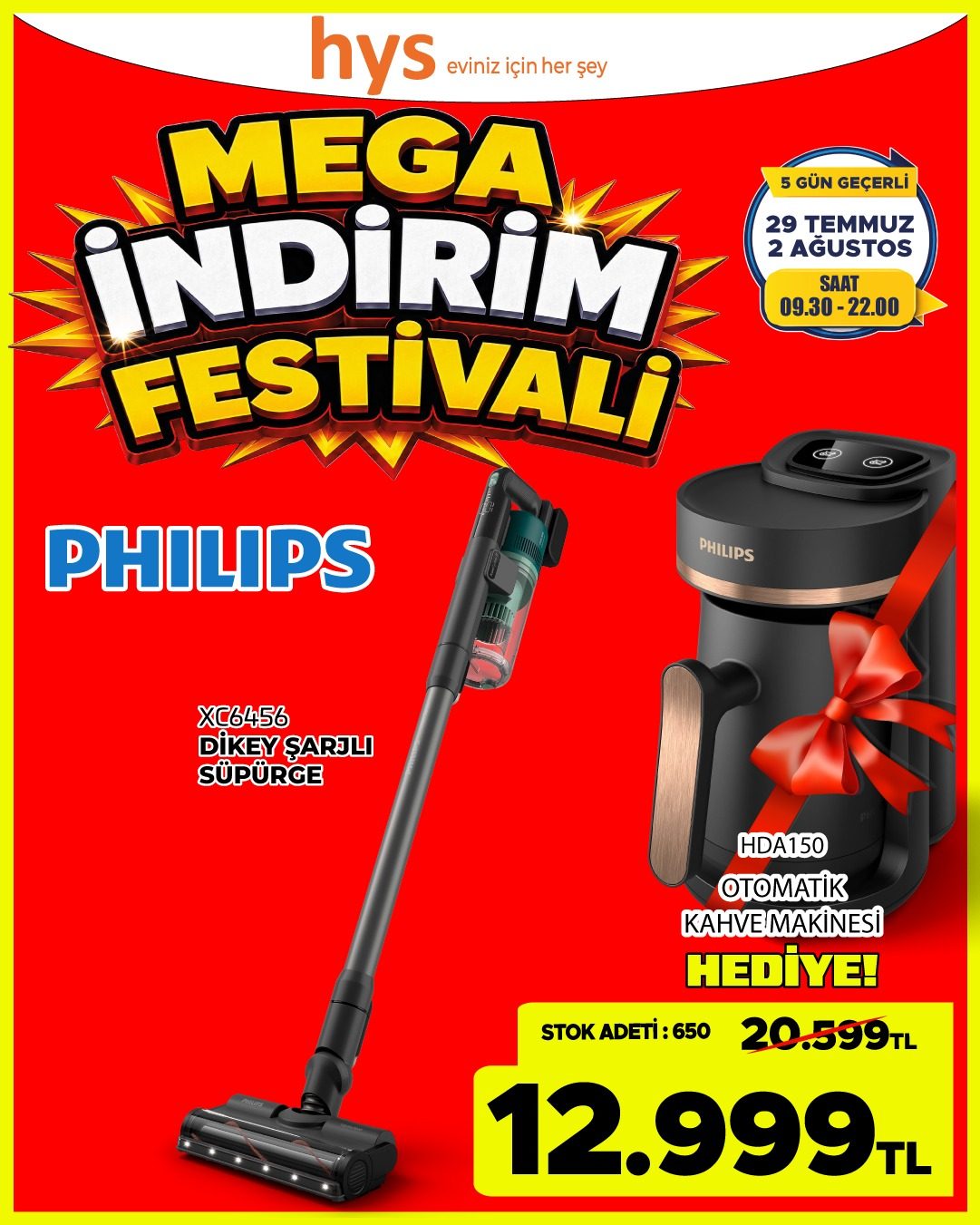Philips Dikey Şarjlı Süpürge Hediyeli