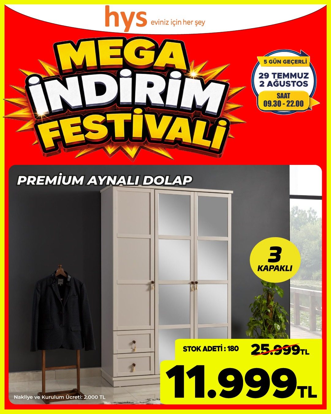 Premium Aynalı Dolap