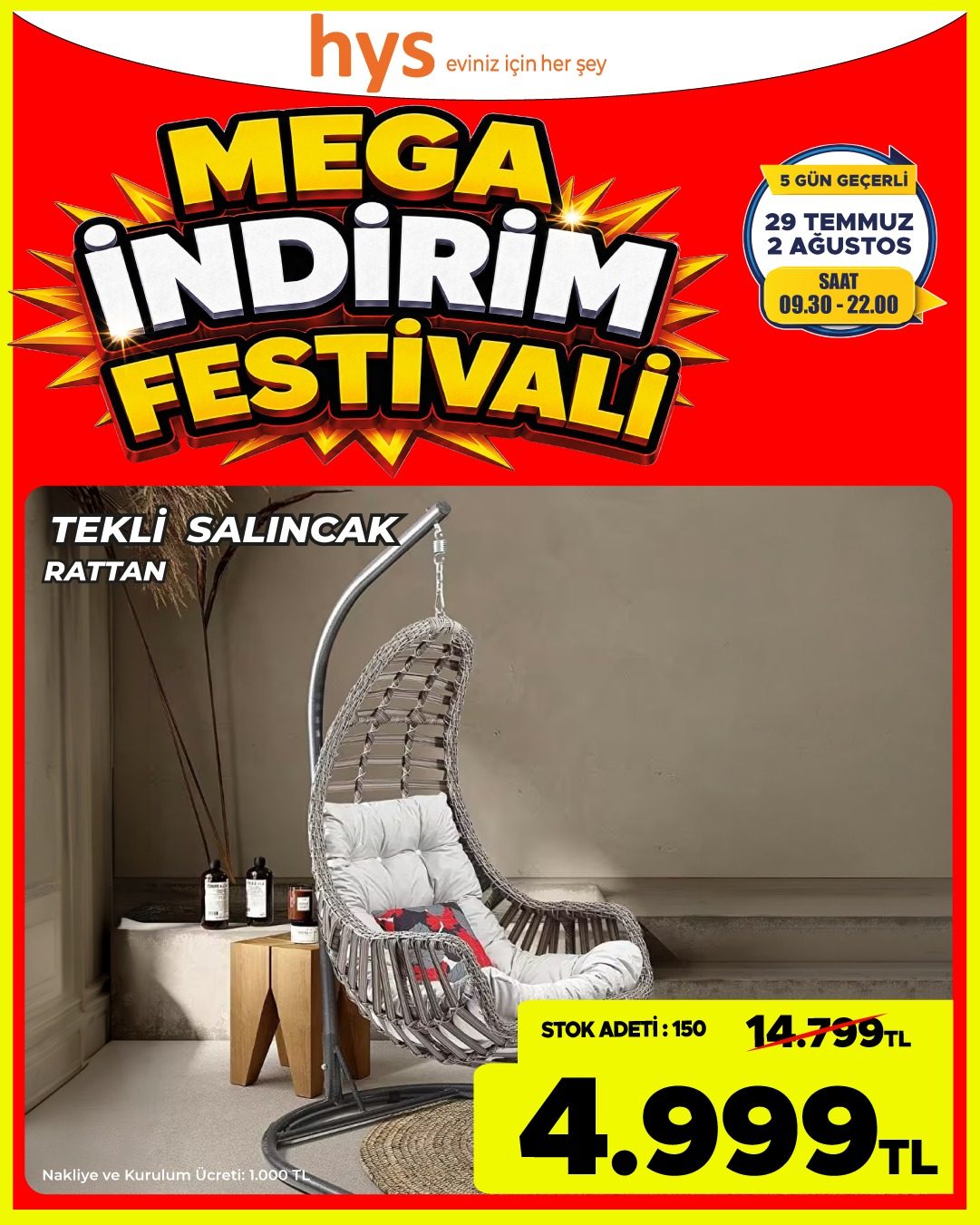 Tekli Salıncak Rattan