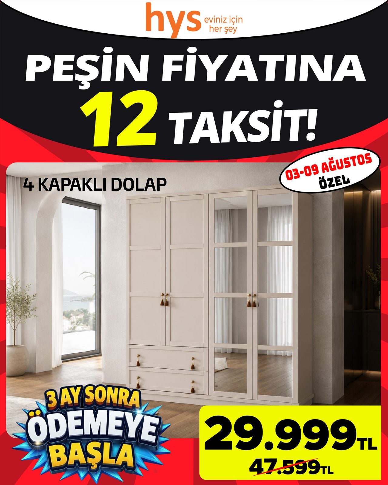 4 Kapaklı Dolap Ürün ana görseli