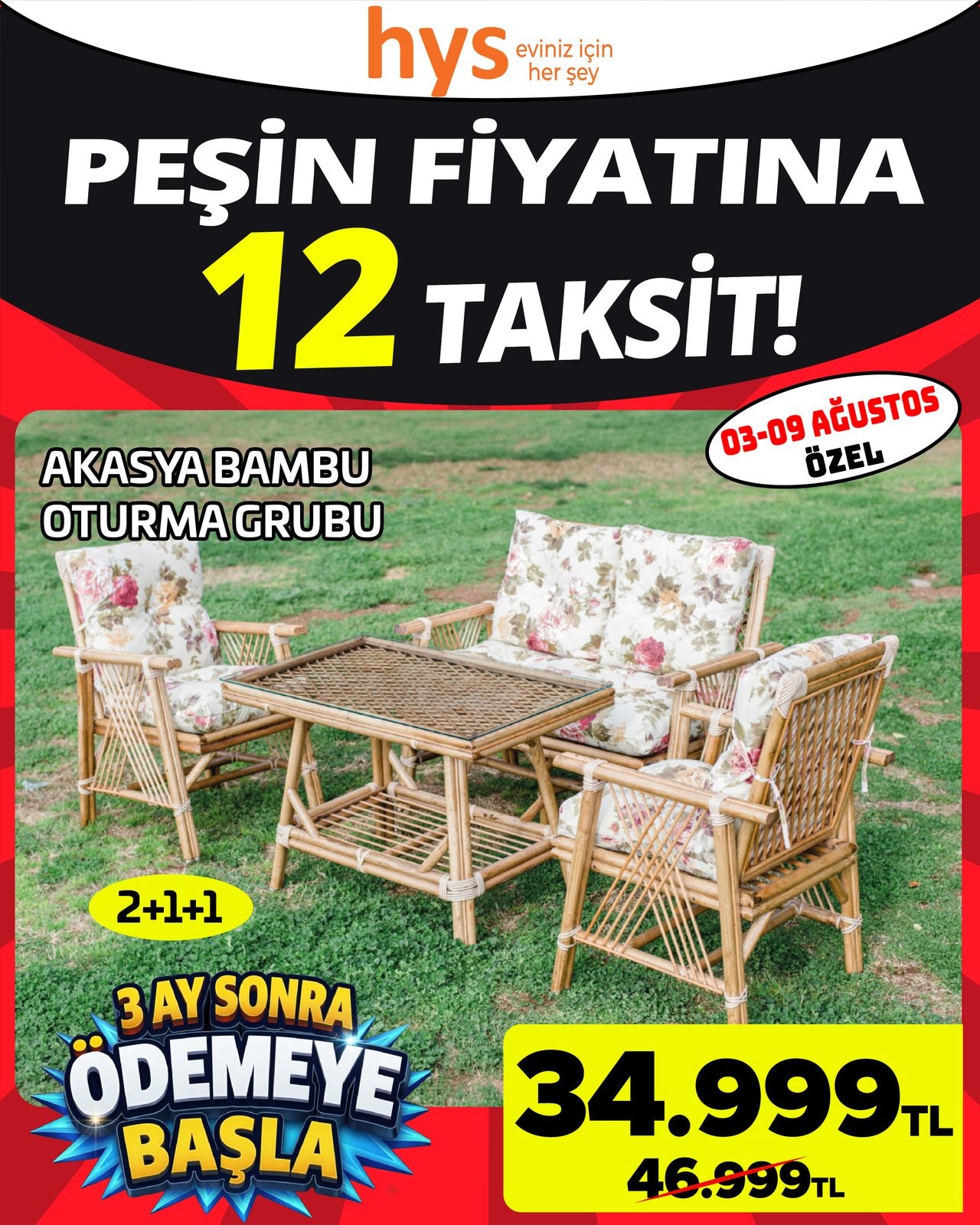 Akasya Bambu Oturma Grubu Ürün ana görseli