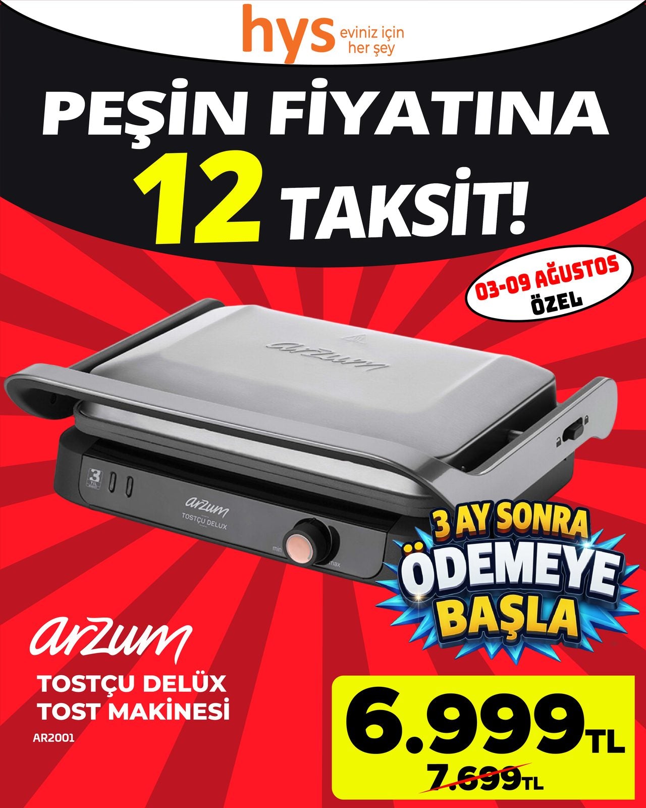 Arzum Tostçu Delux Tost Makinesi Ürün ana görseli