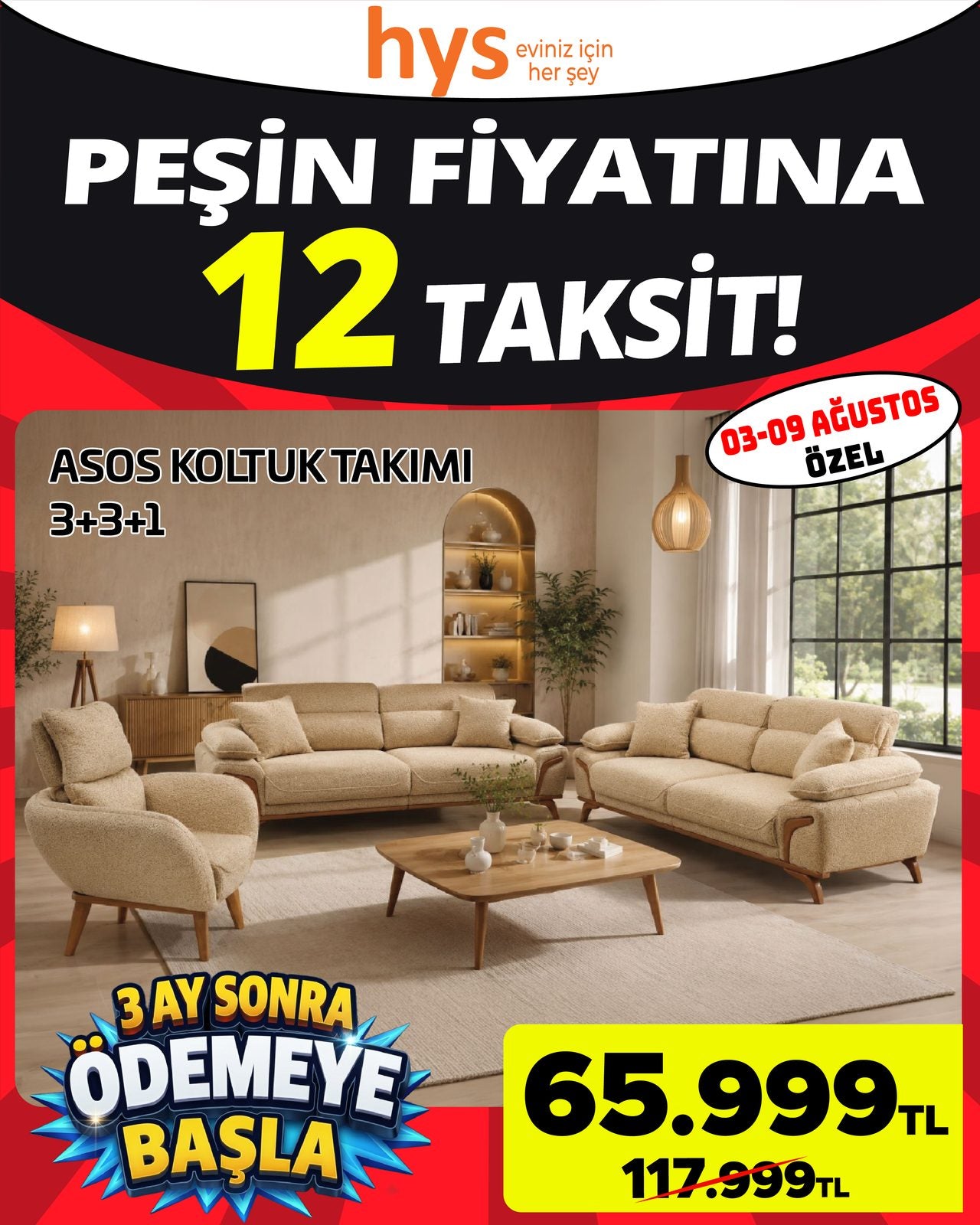 Asos Koltuk Takımı 3+3+1 Ürün ana görseli