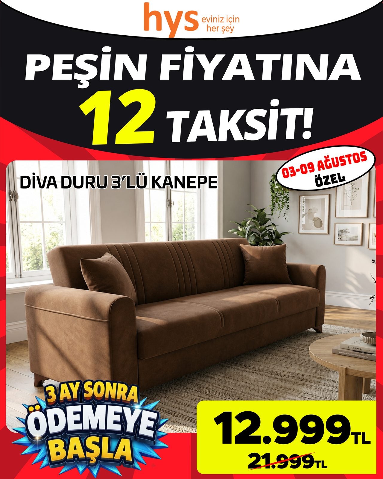 Diva Duru 3'lü Kanepe