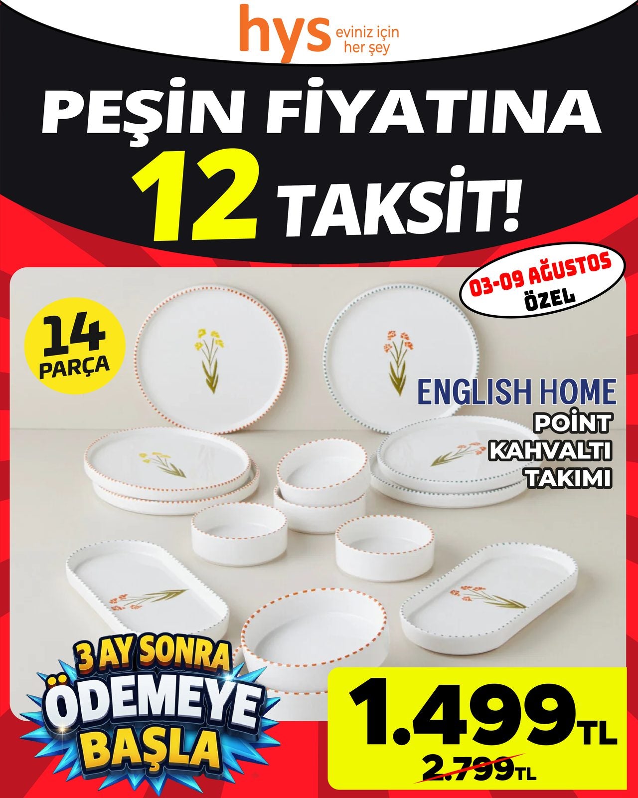 English Home Point Kahvaltı Takımı