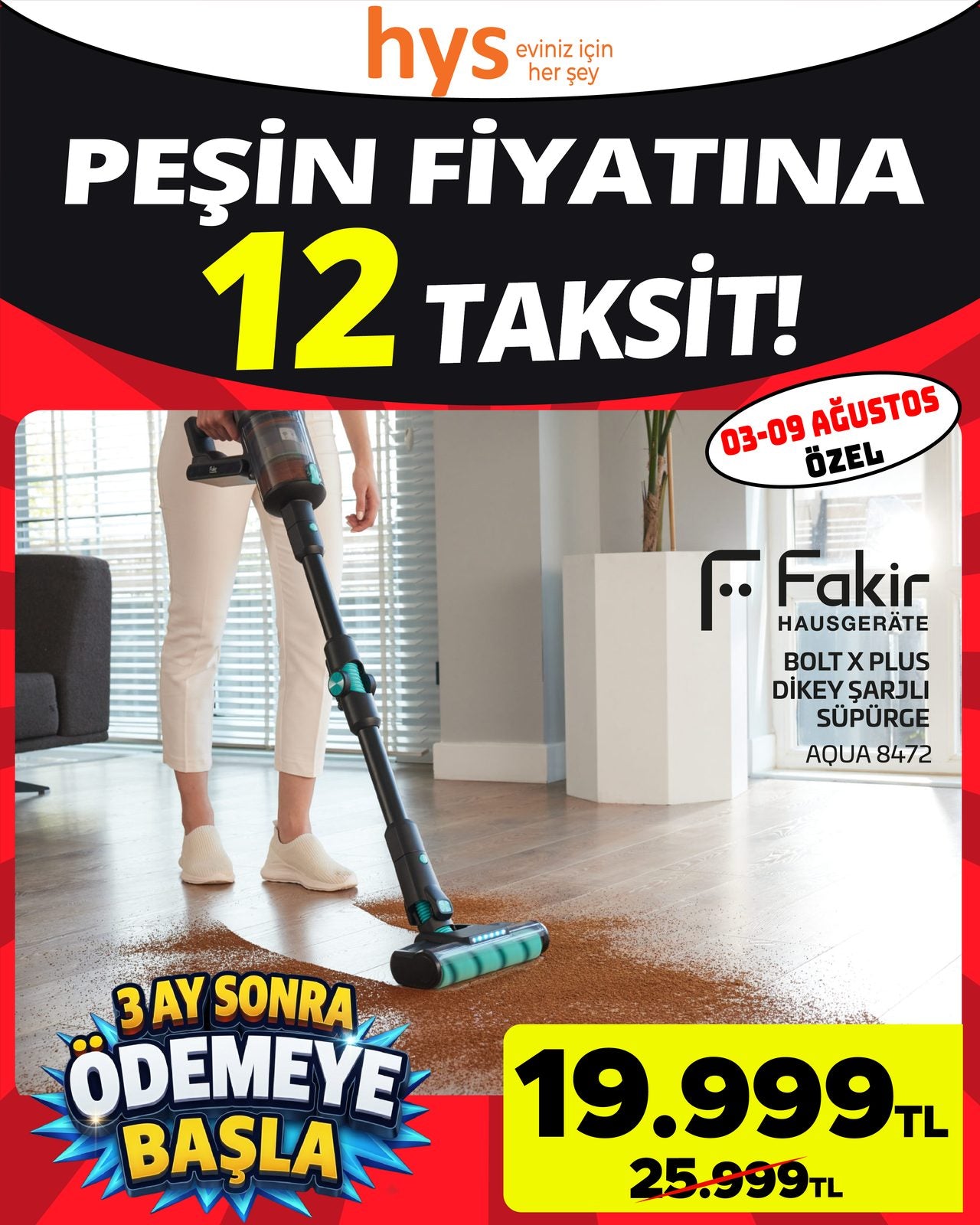 Fakir Dikey Şarjlı Süpürge