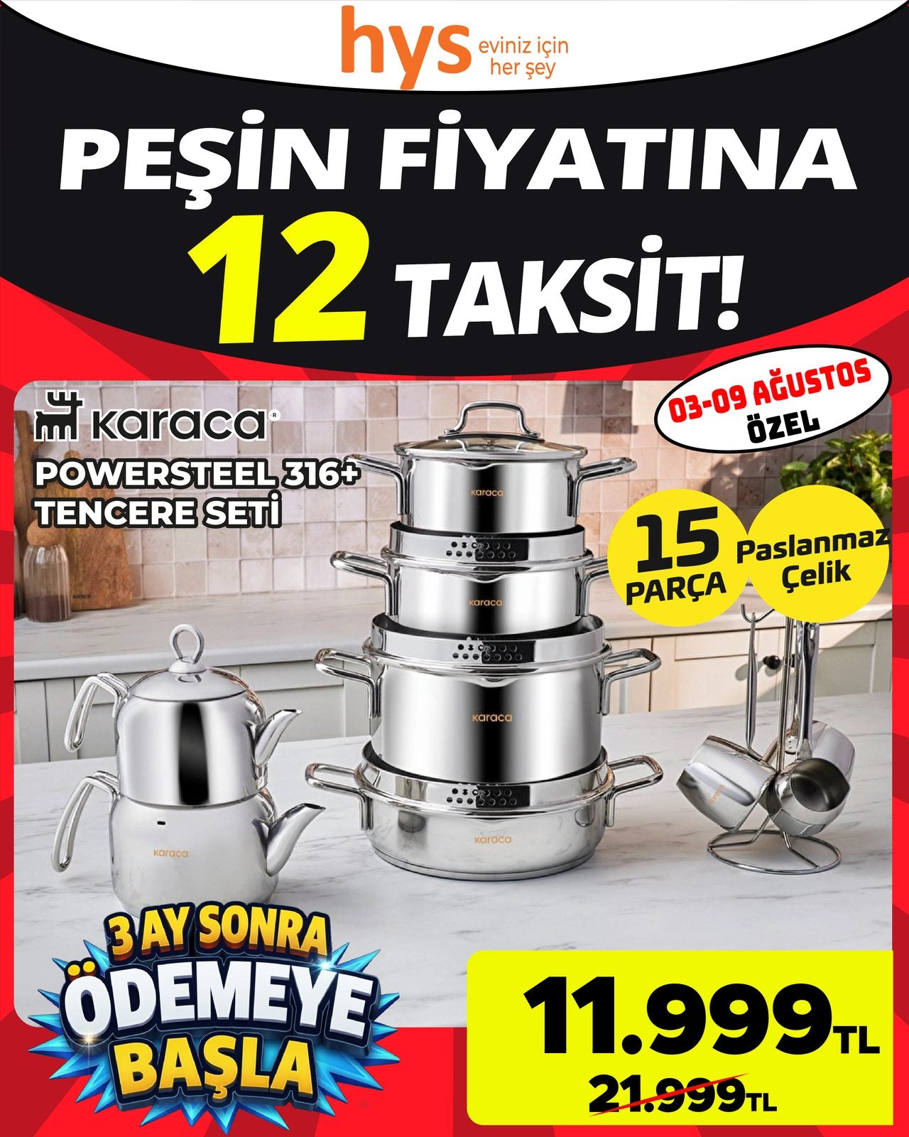 Karaca Powersteel 15 Parça Tencere Seti Ürün ana görseli